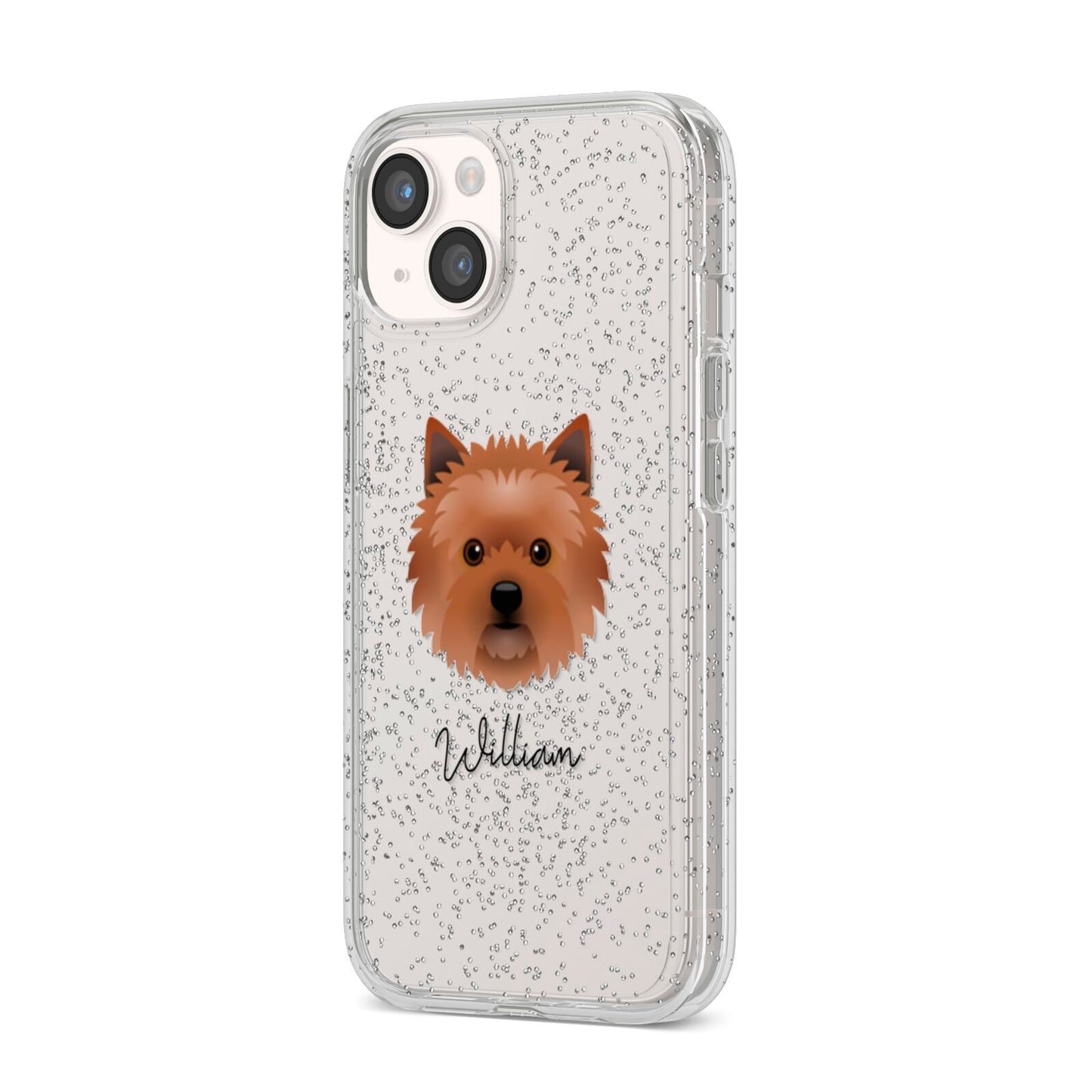 Cairn Terrier Personalised iPhone 14 Glitter Tough Case Starlight Angled Image
