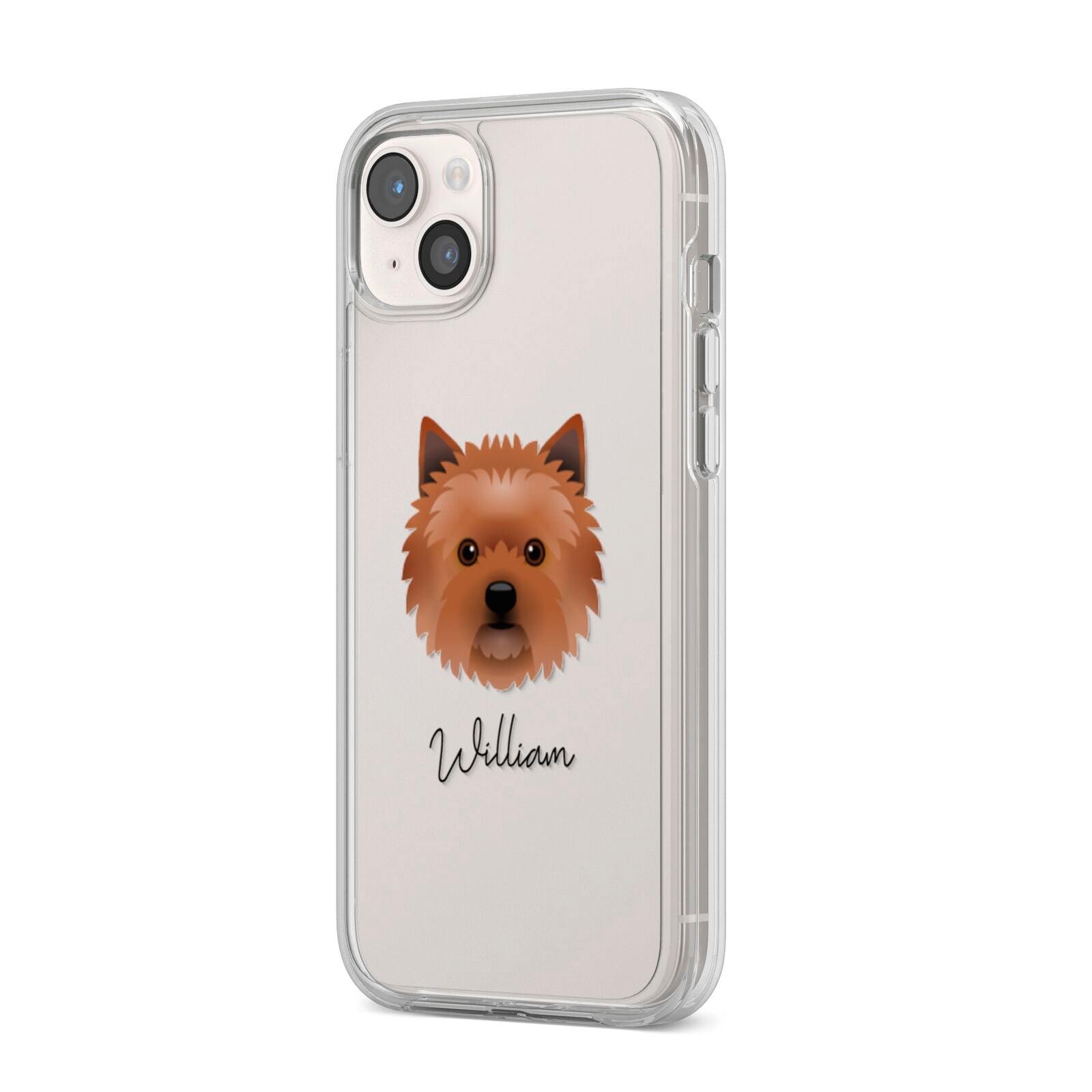 Cairn Terrier Personalised iPhone 14 Plus Clear Tough Case Starlight Angled Image