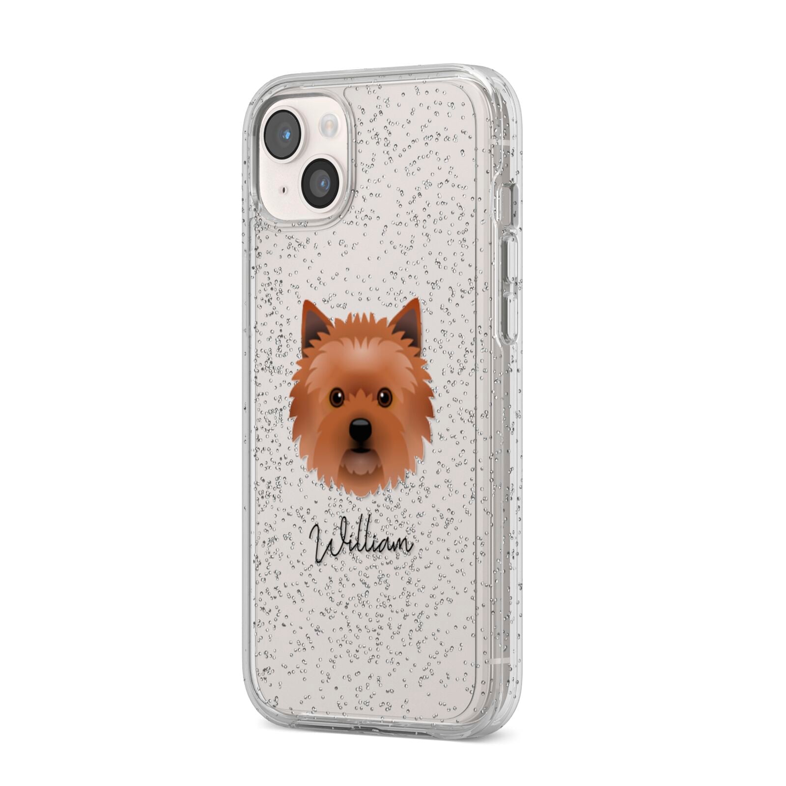 Cairn Terrier Personalised iPhone 14 Plus Glitter Tough Case Starlight Angled Image
