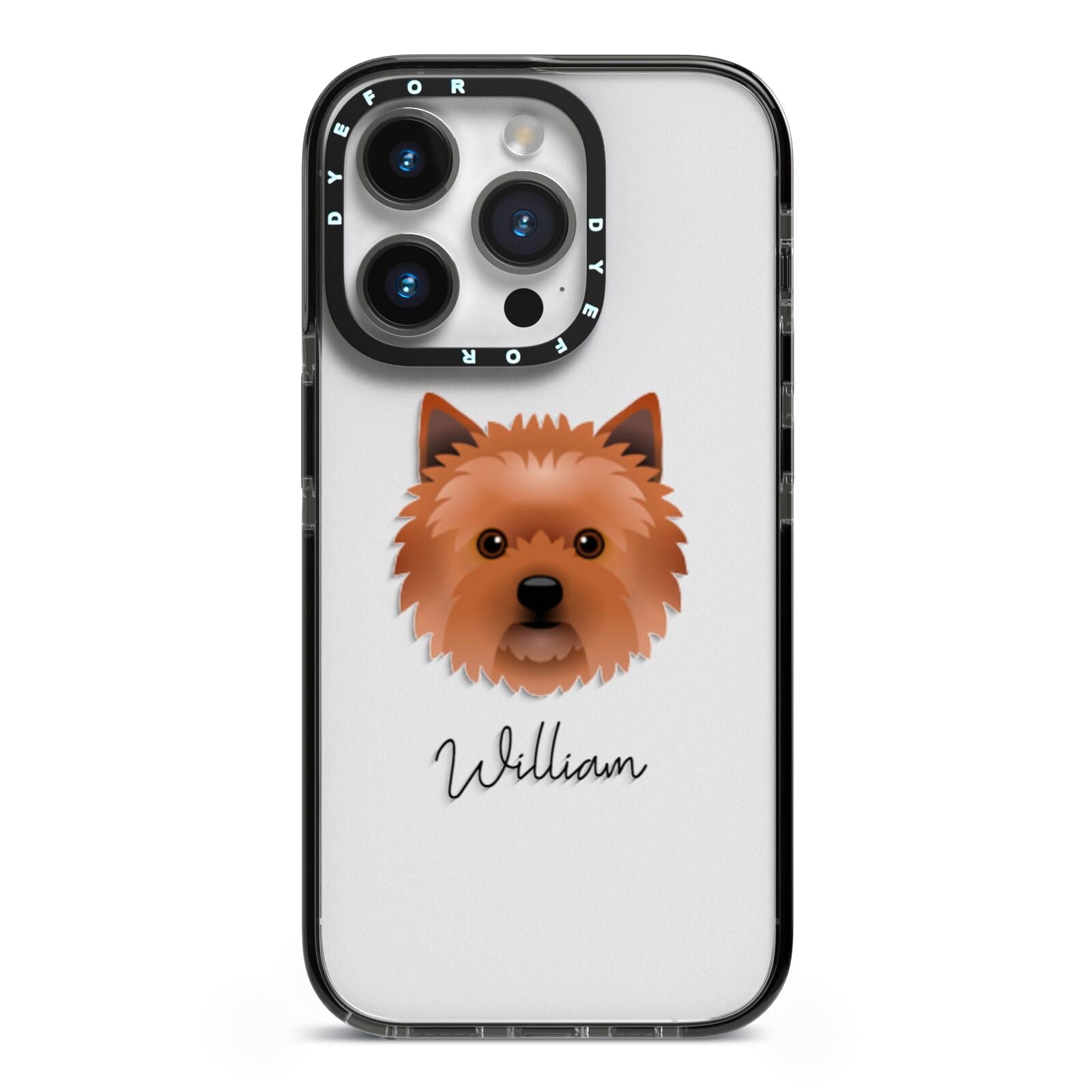 Cairn Terrier Personalised iPhone 14 Pro Black Impact Case on Silver phone