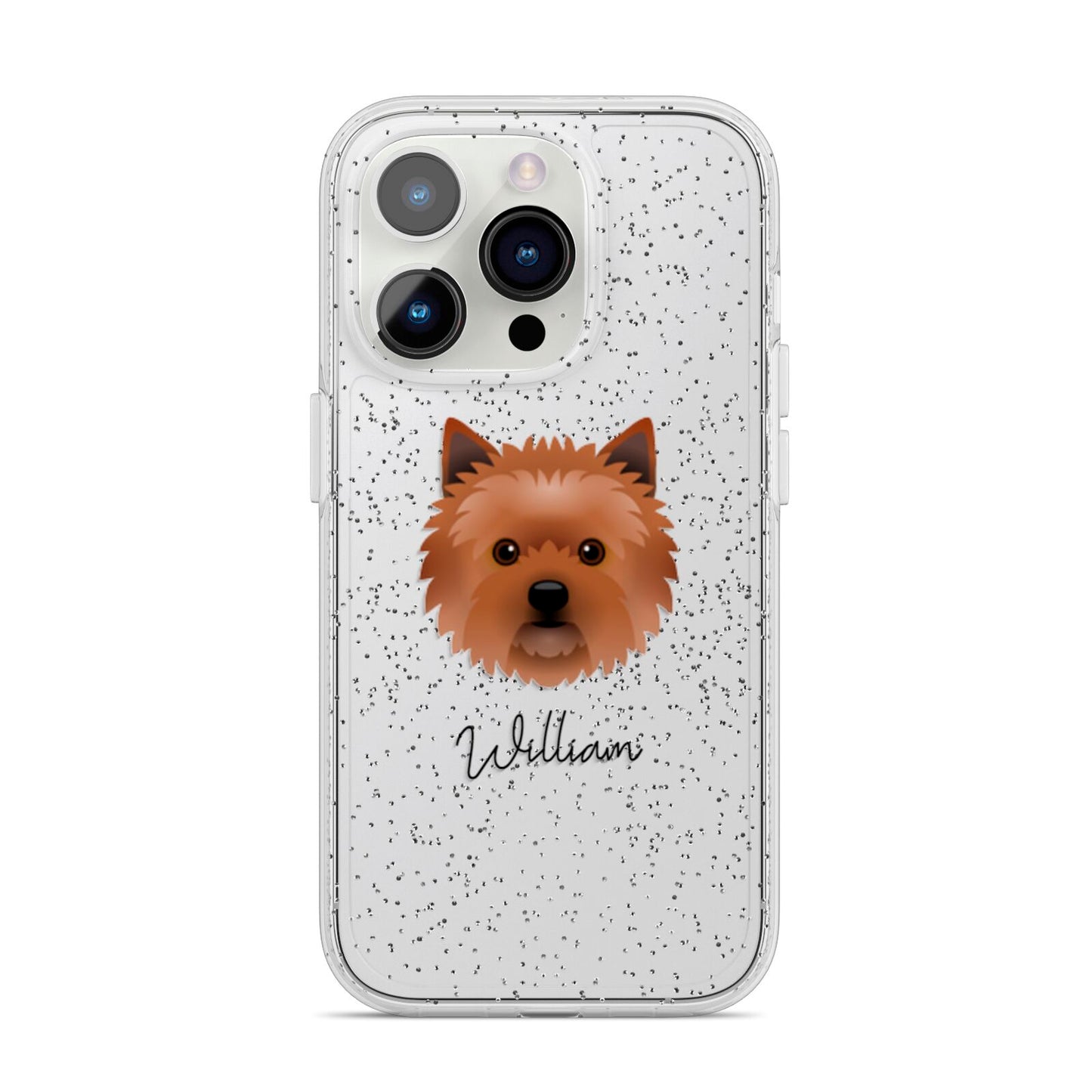 Cairn Terrier Personalised iPhone 14 Pro Glitter Tough Case Silver