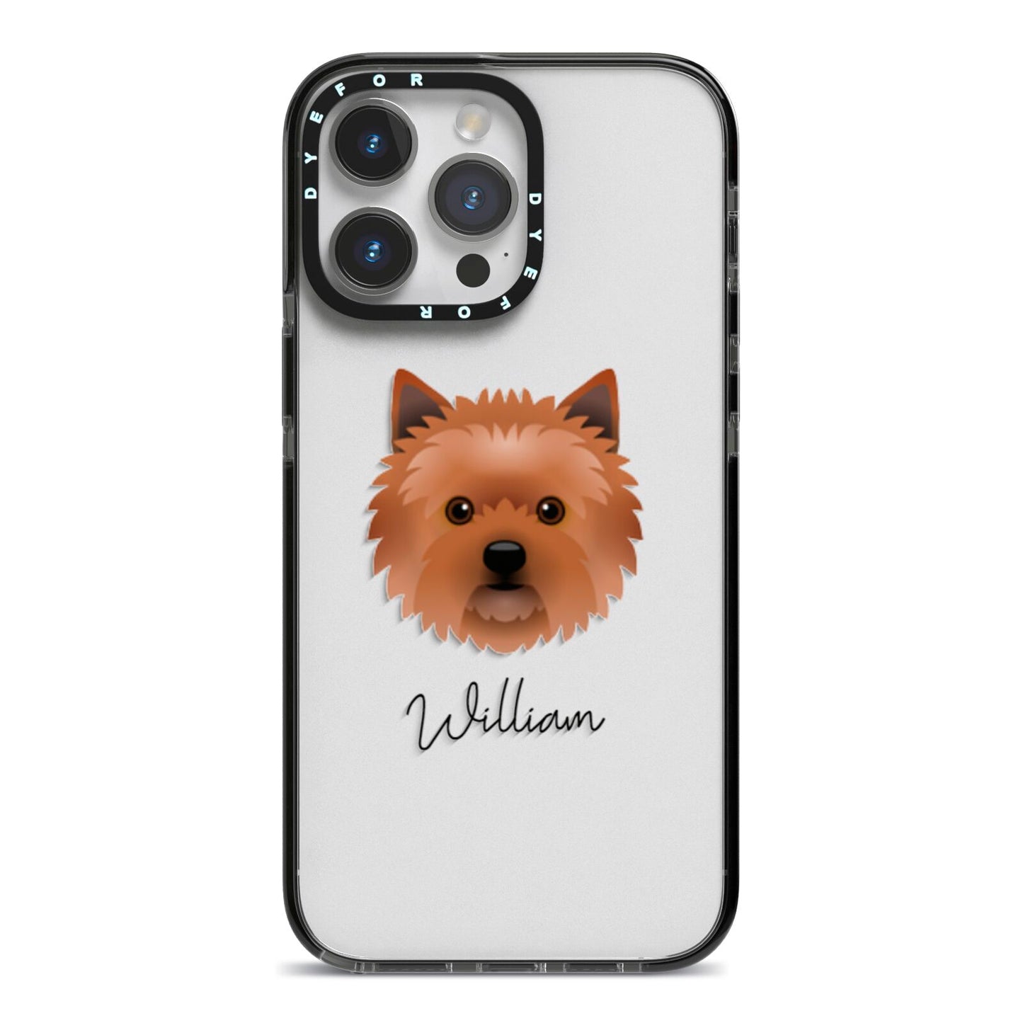 Cairn Terrier Personalised iPhone 14 Pro Max Black Impact Case on Silver phone