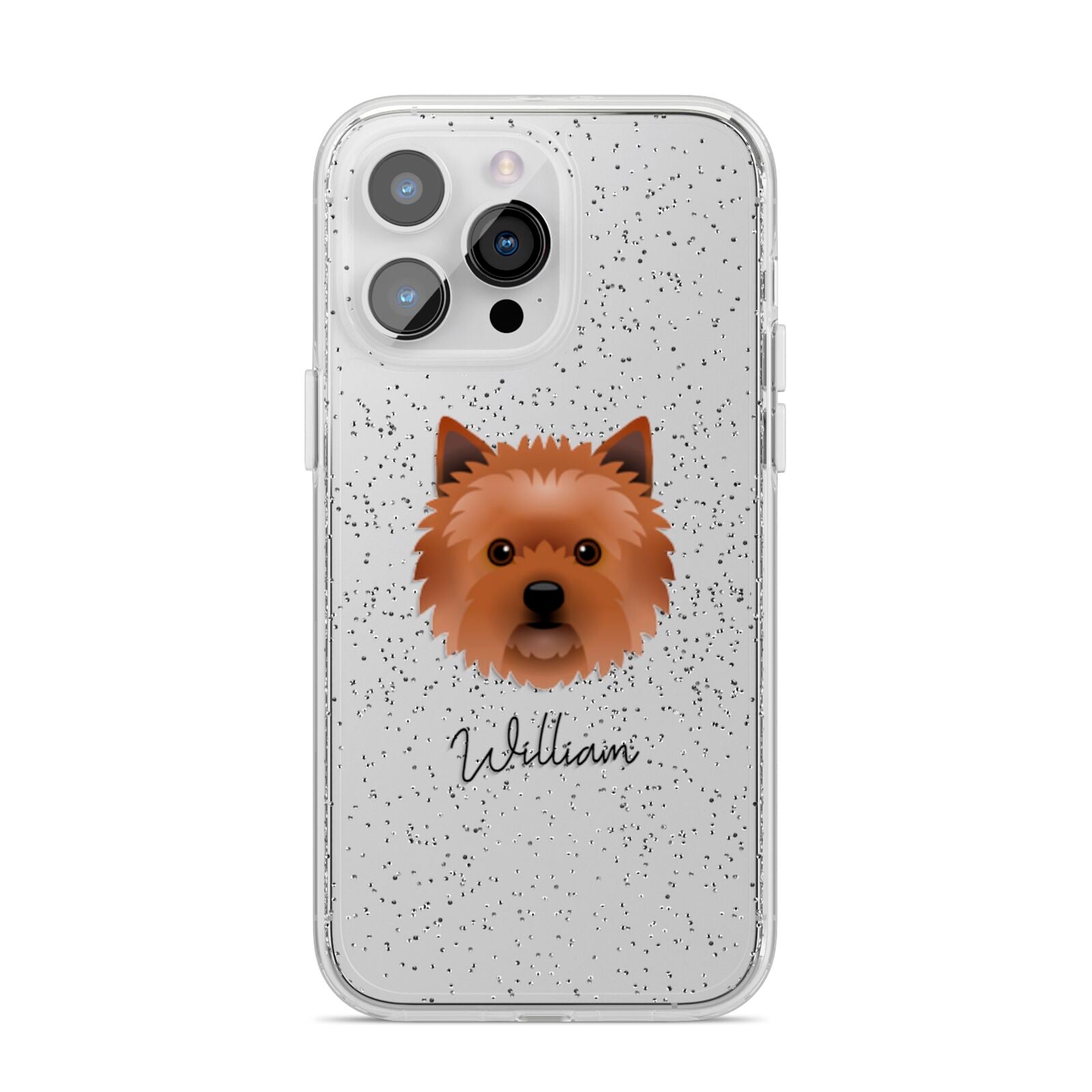 Cairn Terrier Personalised iPhone 14 Pro Max Glitter Tough Case Silver