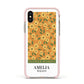 California Flower Market Apple iPhone Xs Impact Case Pink Edge on Gold Phone