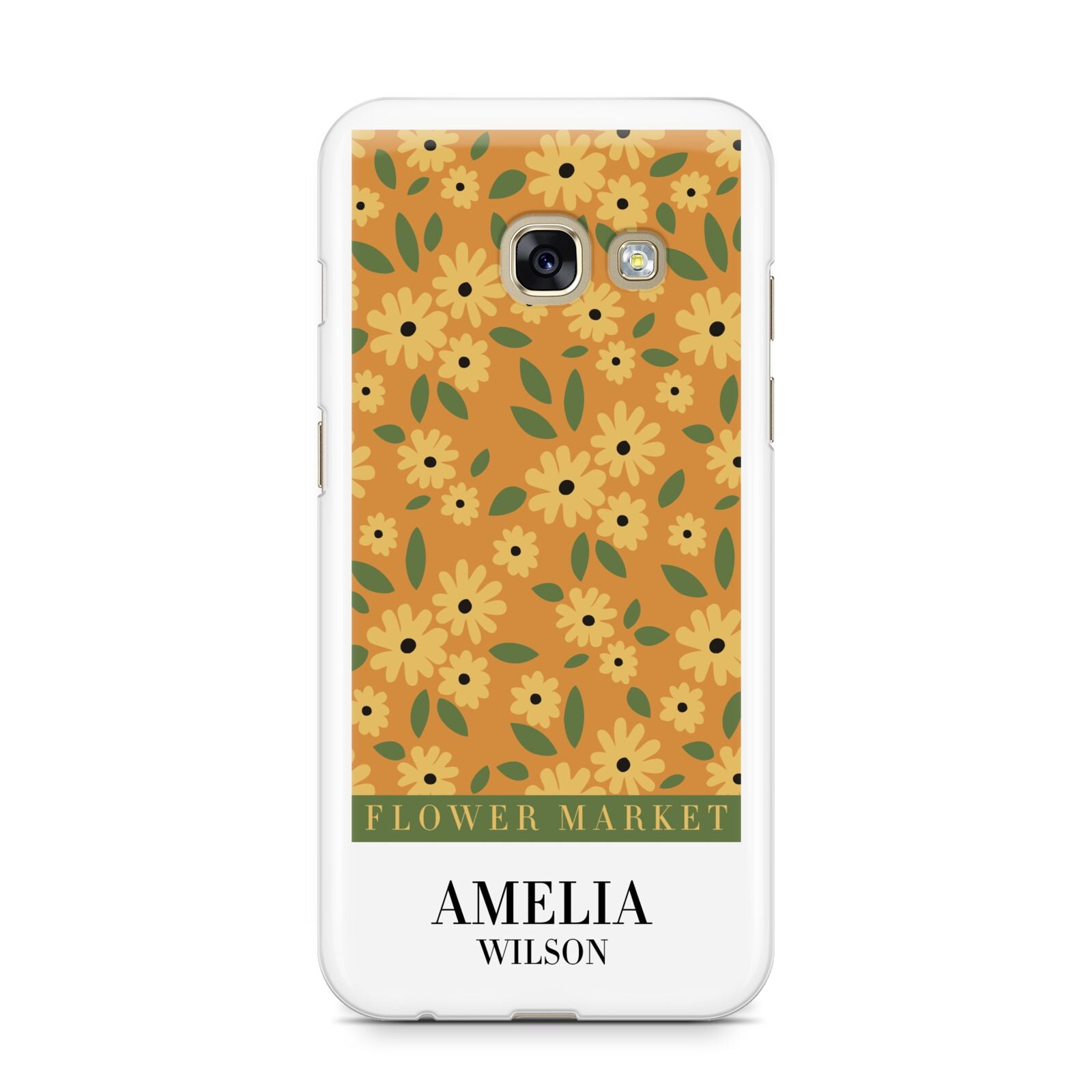 California Flower Market Samsung Galaxy A3 2017 Case on gold phone