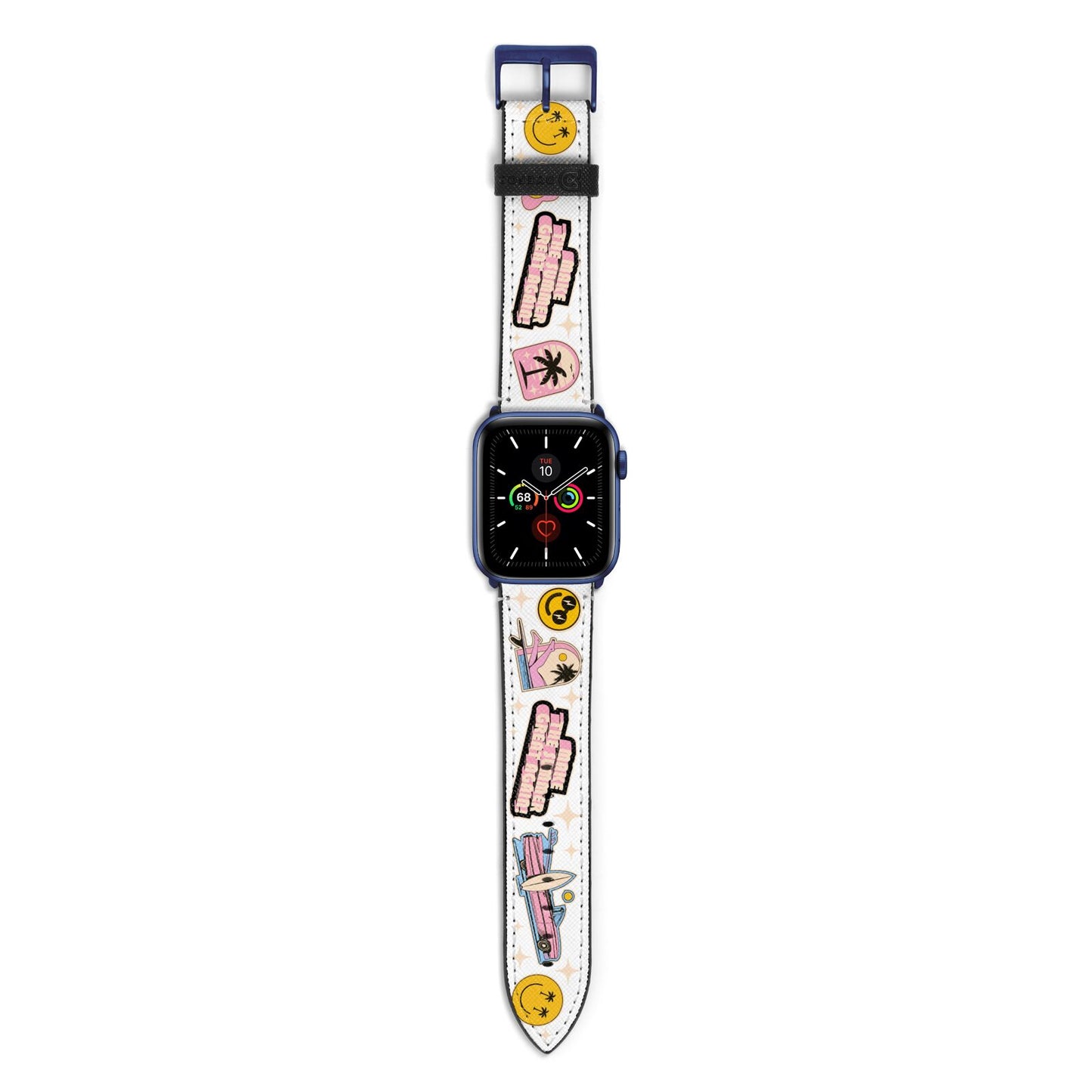 California Girl Sticker Apple Watch Strap with Blue Hardware