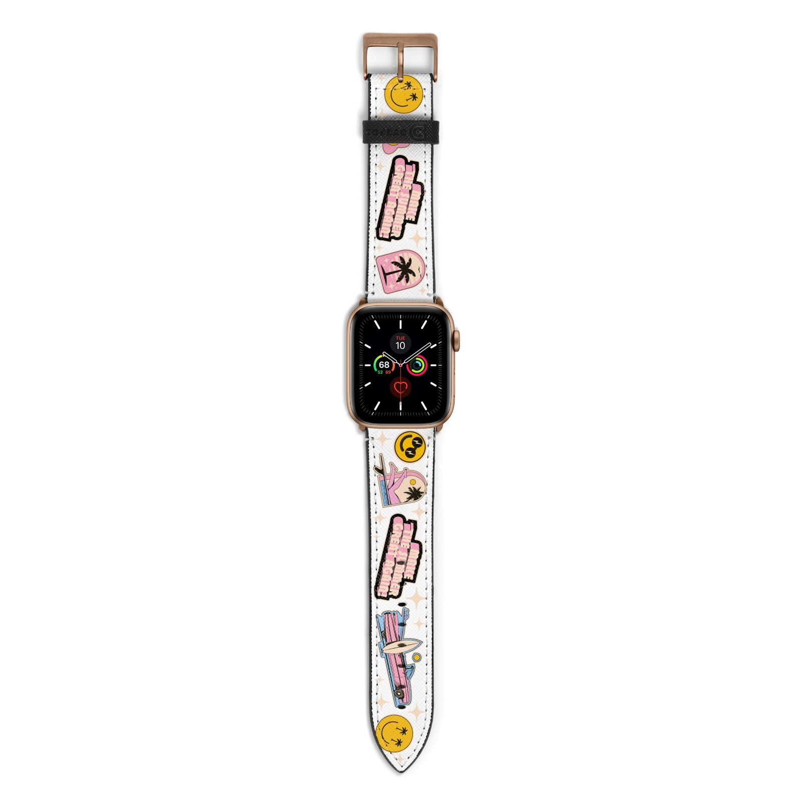 California Girl Sticker Apple Watch Strap with Gold Hardware