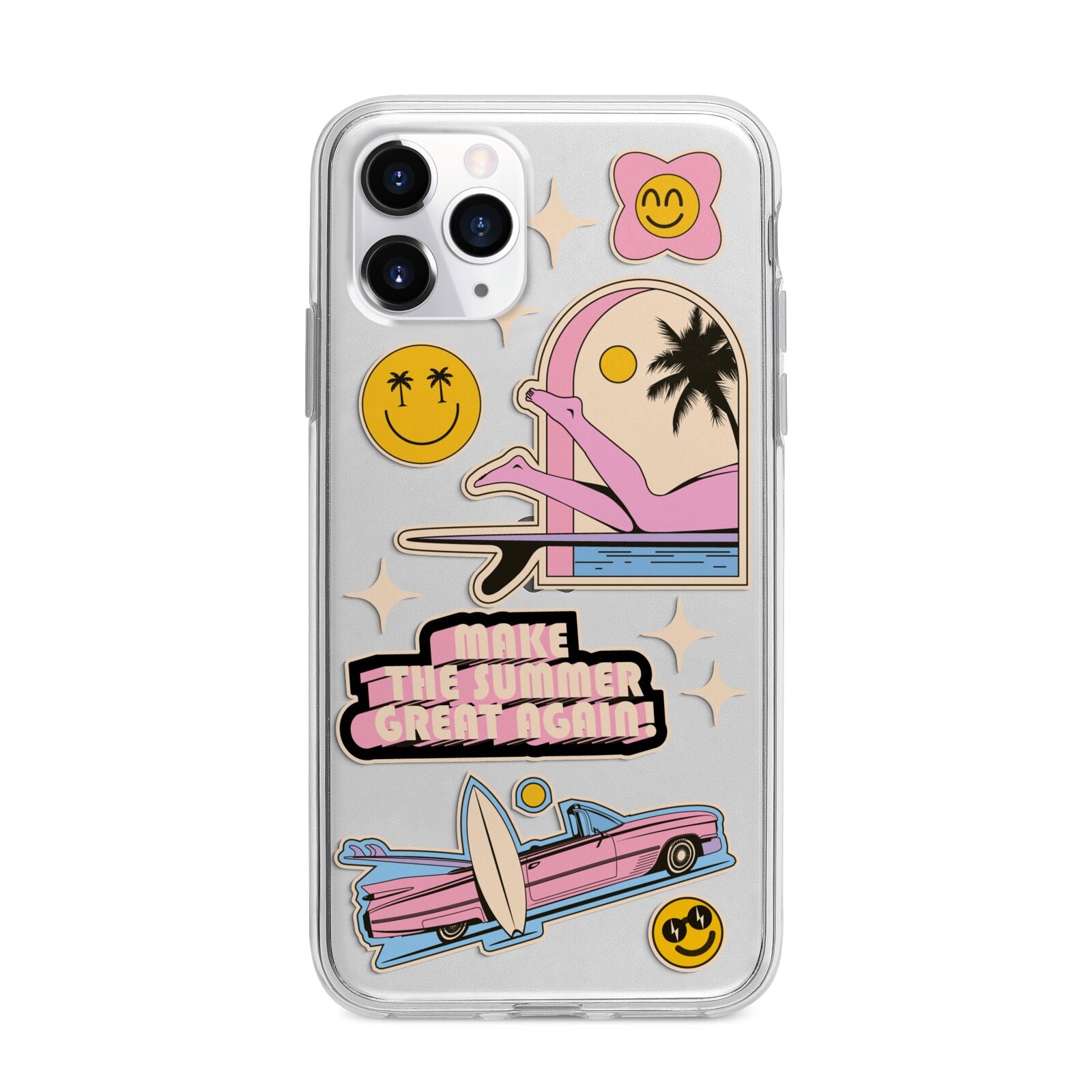 California Girl Sticker Apple iPhone 11 Pro Max in Silver with Bumper Case