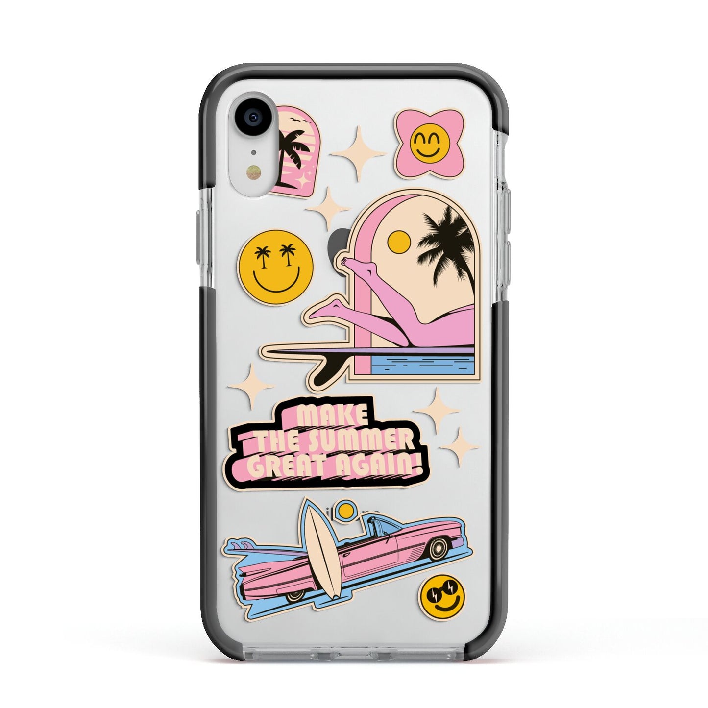 California Girl Sticker Apple iPhone XR Impact Case Black Edge on Silver Phone