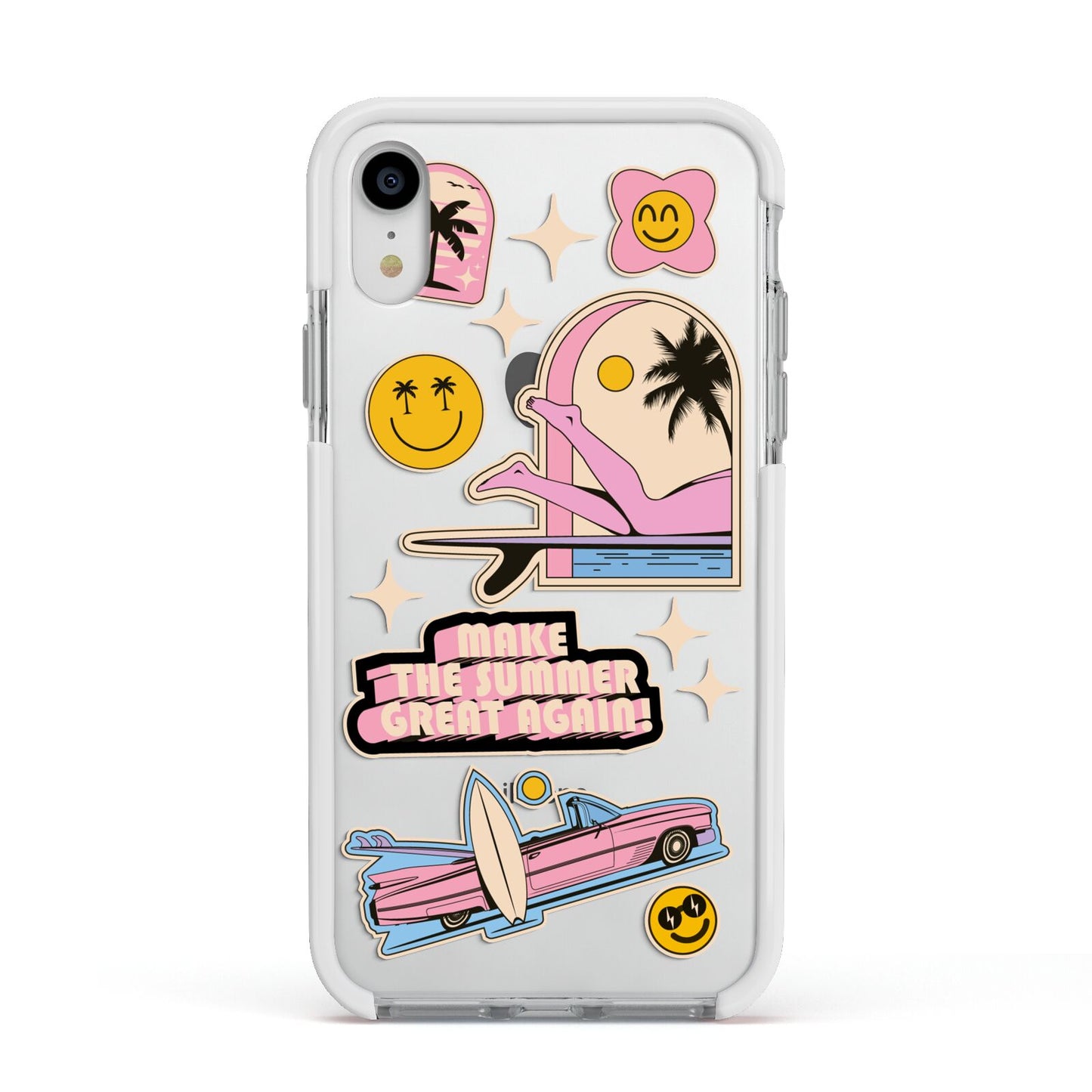 California Girl Sticker Apple iPhone XR Impact Case White Edge on Silver Phone