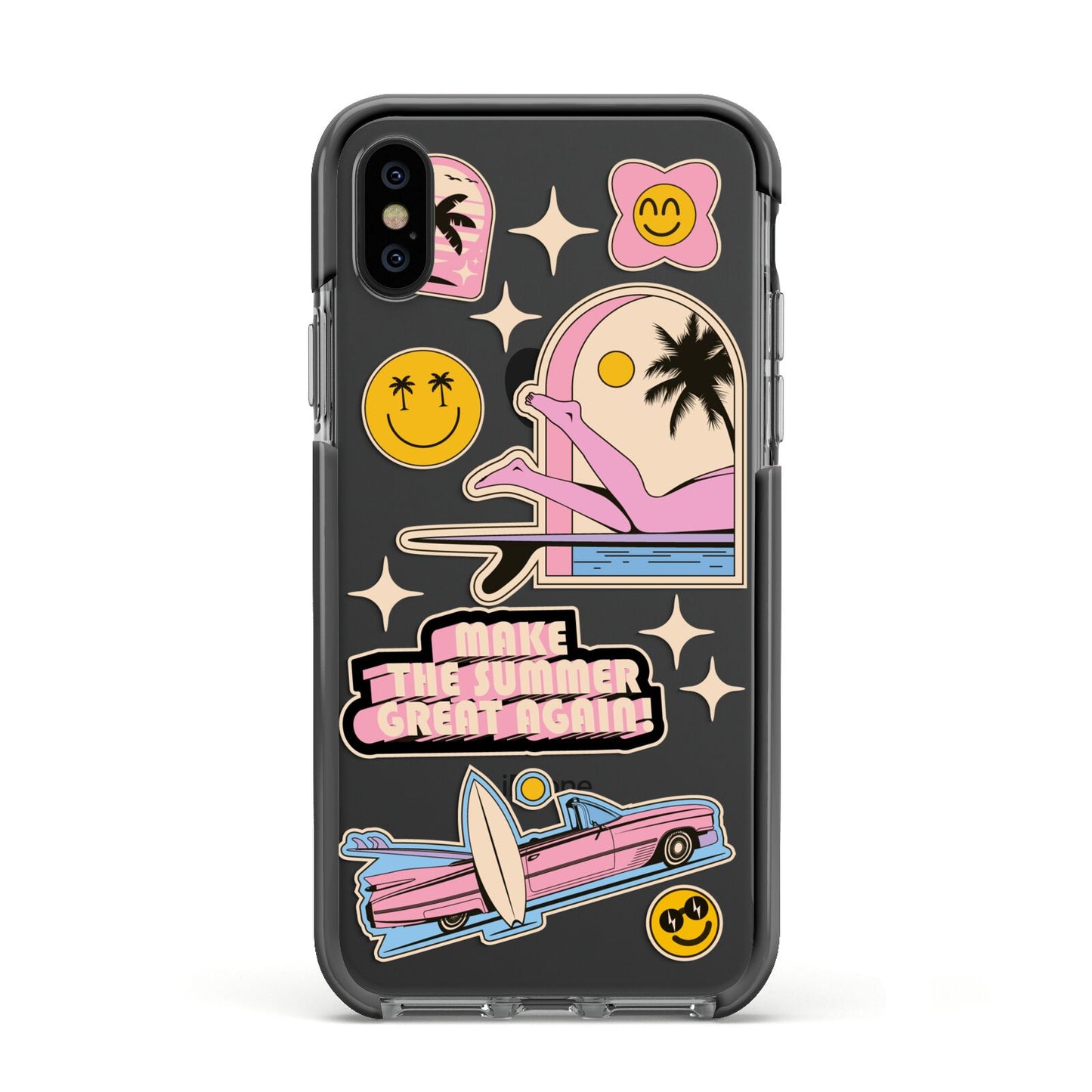 California Girl Sticker Apple iPhone Xs Impact Case Black Edge on Black Phone