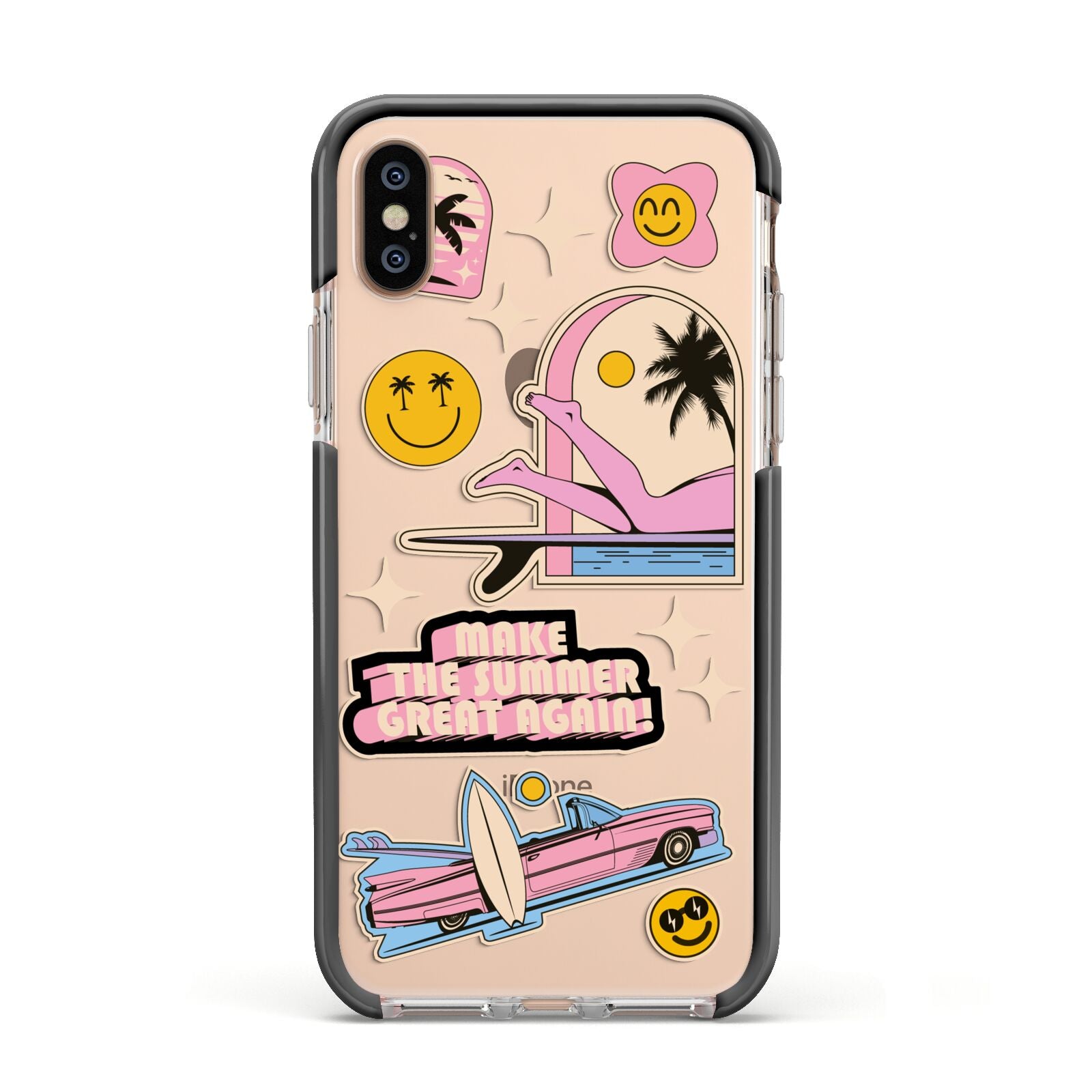 California Girl Sticker Apple iPhone Xs Impact Case Black Edge on Gold Phone