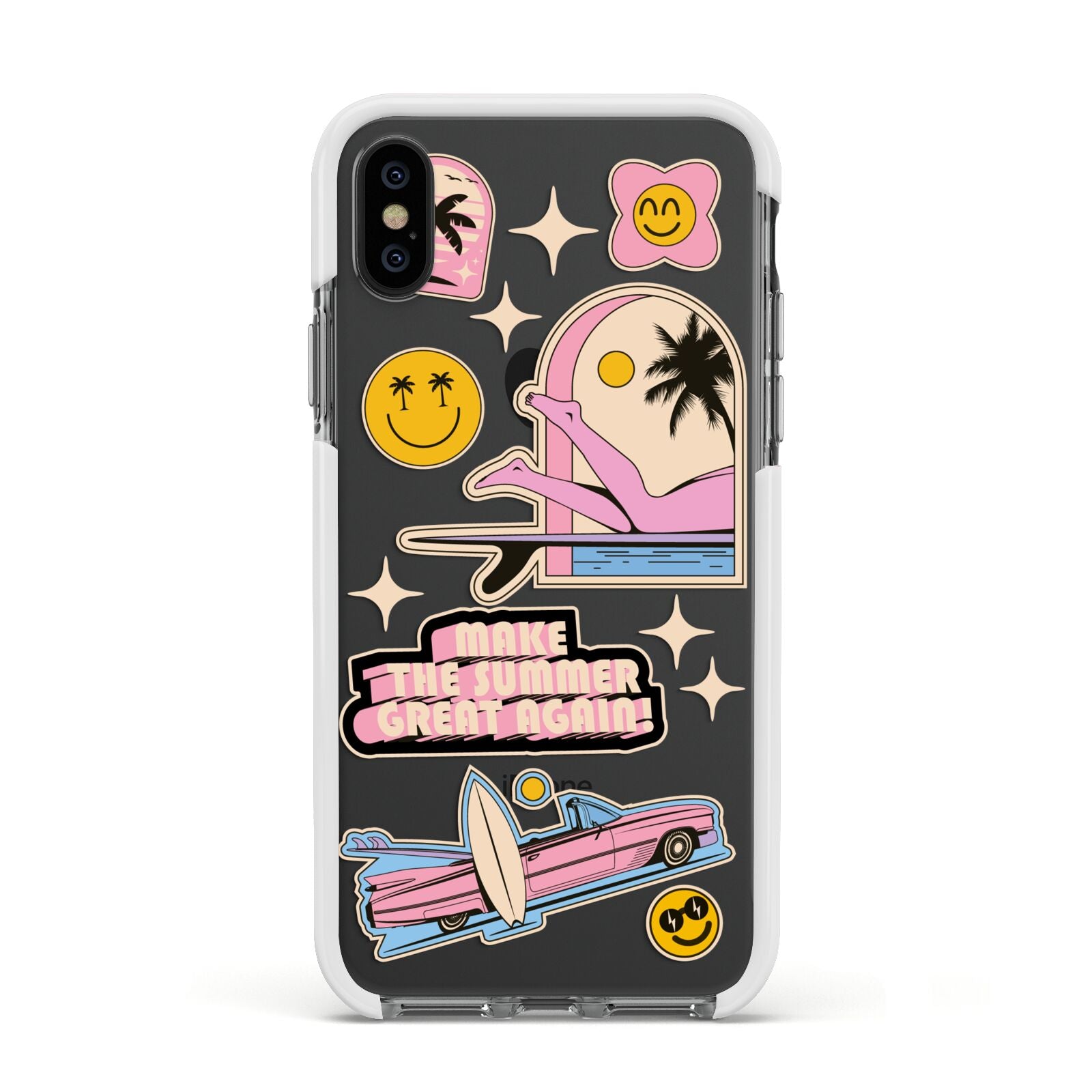 California Girl Sticker Apple iPhone Xs Impact Case White Edge on Black Phone