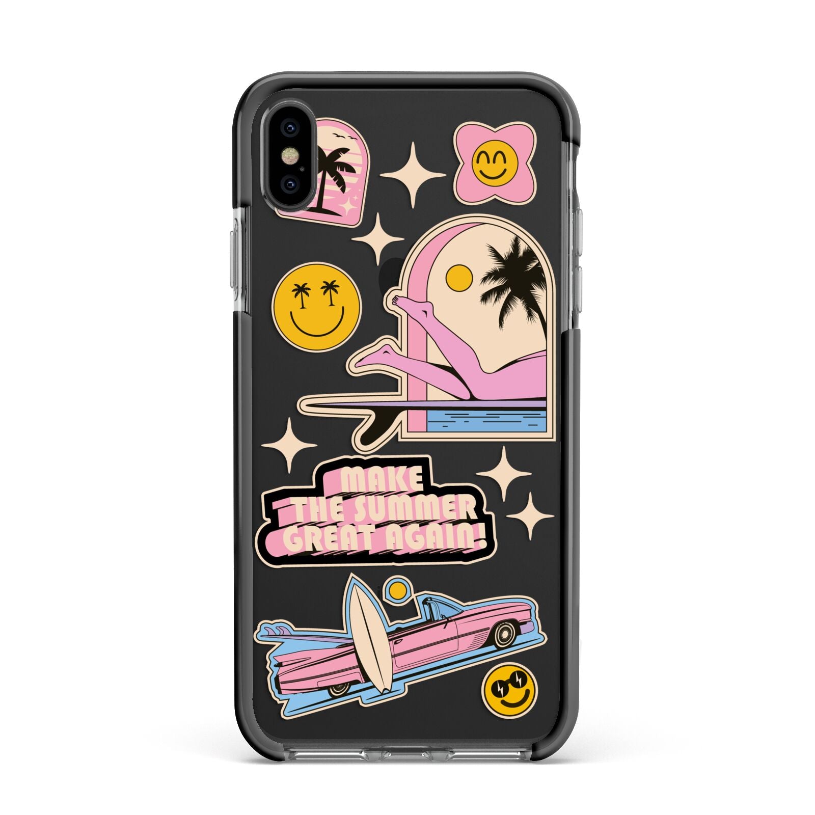 California Girl Sticker Apple iPhone Xs Max Impact Case Black Edge on Black Phone