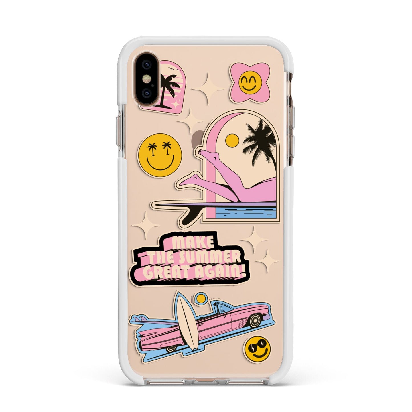 California Girl Sticker Apple iPhone Xs Max Impact Case White Edge on Gold Phone