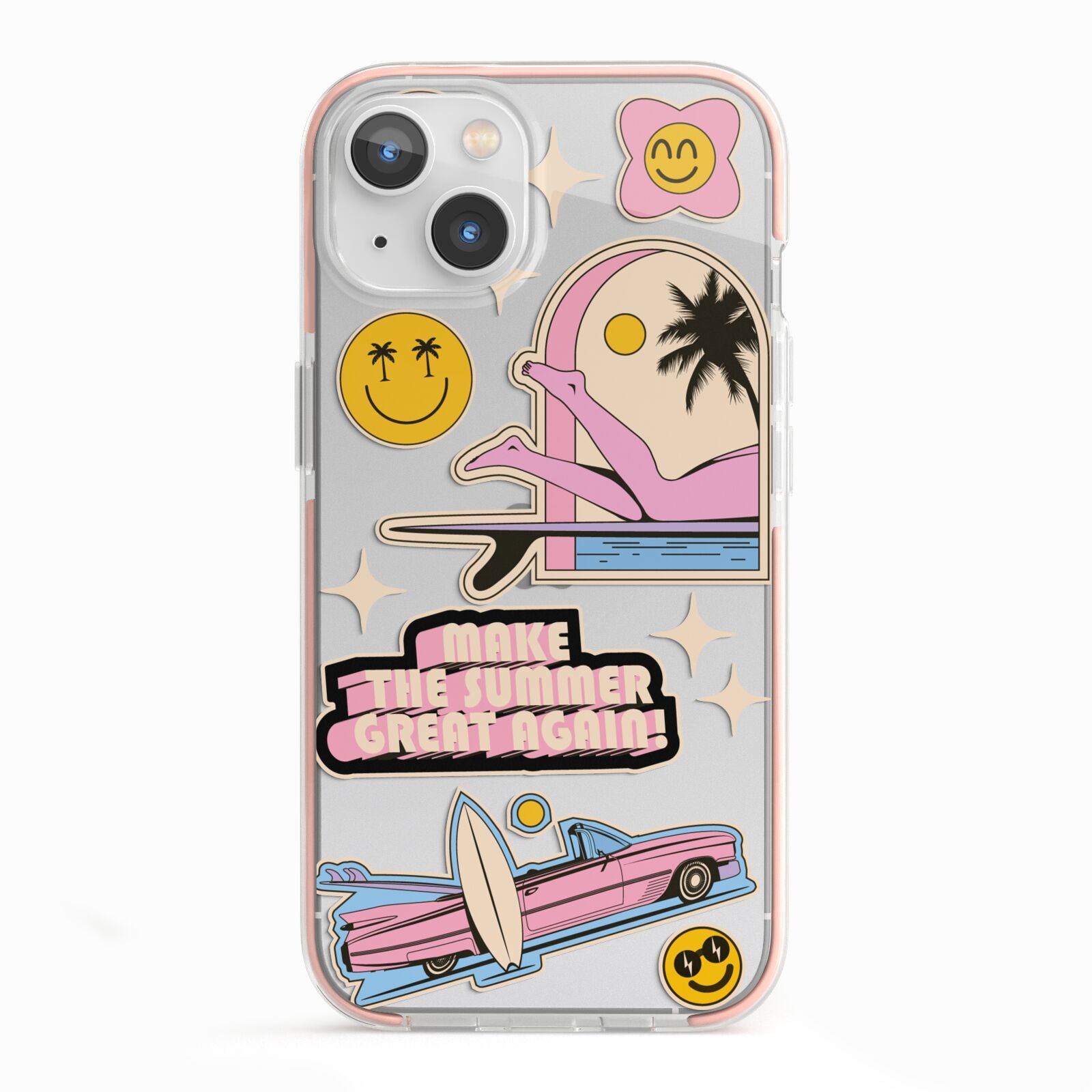 California Girl Sticker iPhone 13 TPU Impact Case with Pink Edges