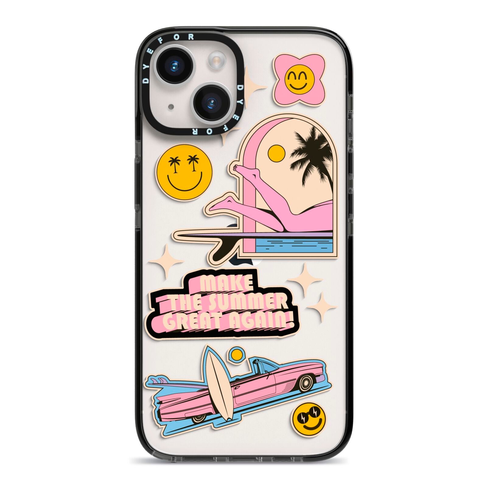 California Girl Sticker iPhone 14 Black Impact Case on Silver phone