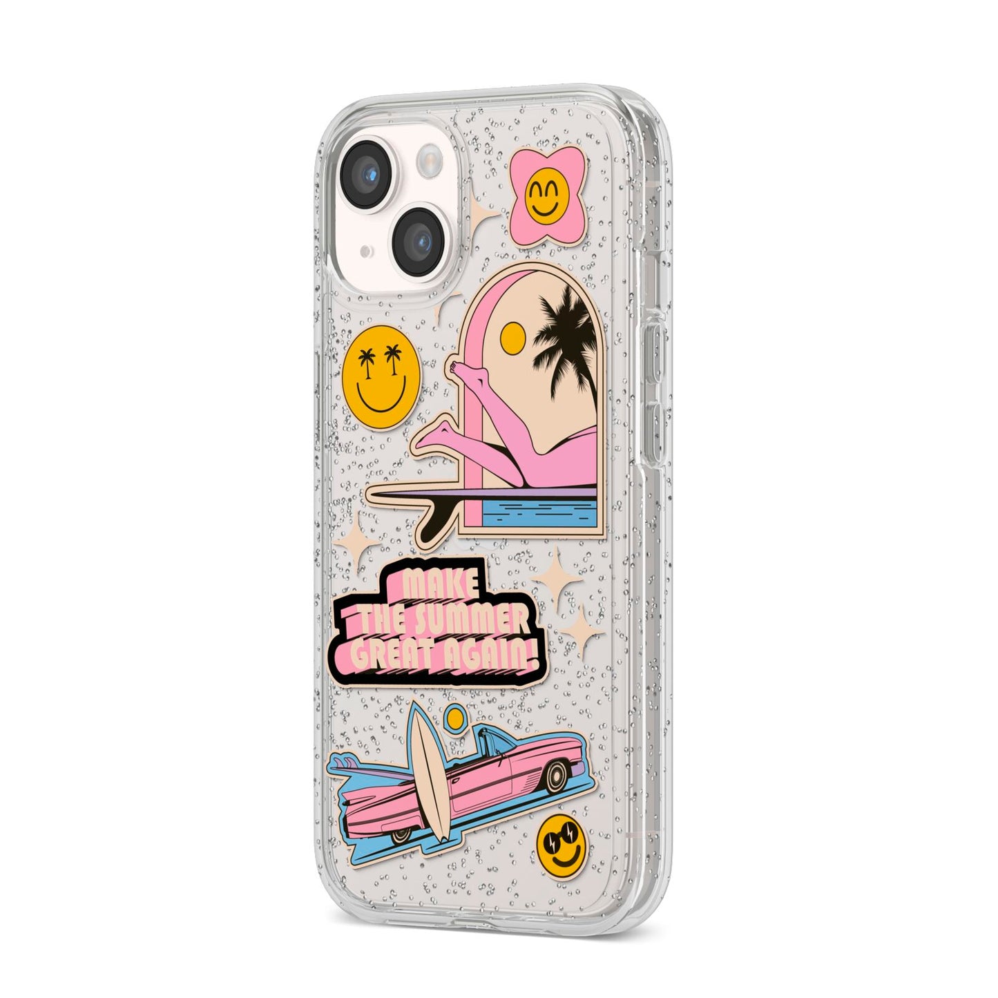 California Girl Sticker iPhone 14 Glitter Tough Case Starlight Angled Image