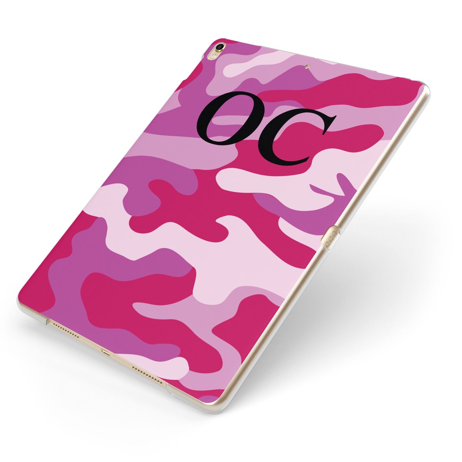 Camouflage Personalised Apple iPad Case on Gold iPad Side View