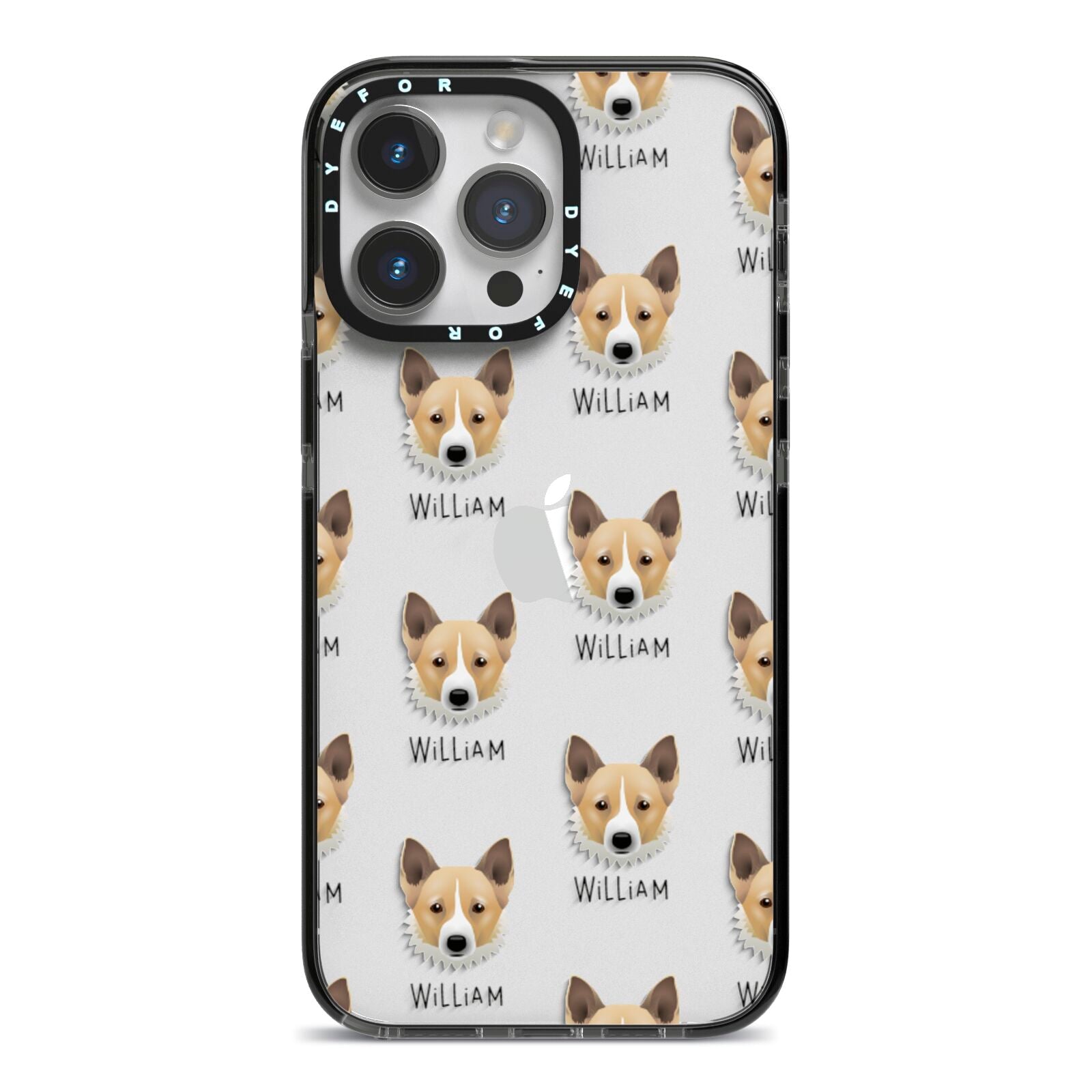 Canaan Dog Icon with Name iPhone 14 Pro Max Black Impact Case on Silver phone