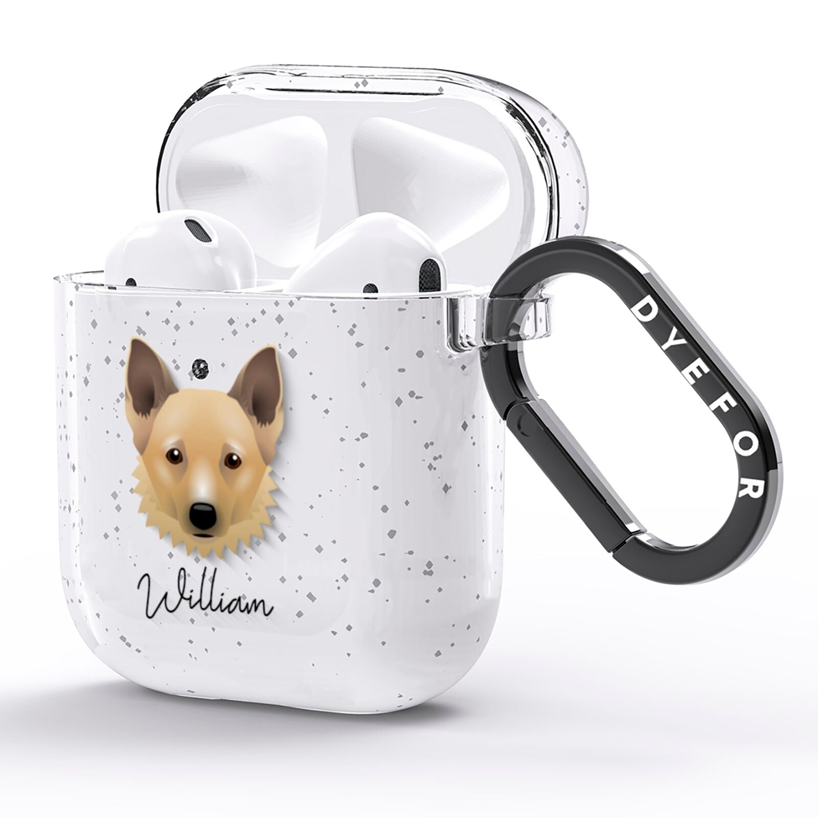 Canaan Dog Personalised AirPods Glitter Case Side Image