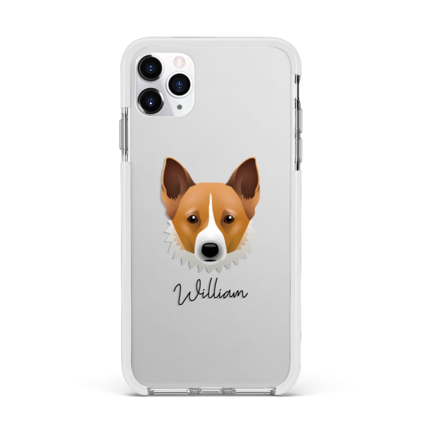 Canaan Dog Personalised Apple iPhone 11 Pro Max in Silver with White Impact Case