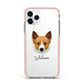 Canaan Dog Personalised Apple iPhone 11 Pro in Silver with Pink Impact Case