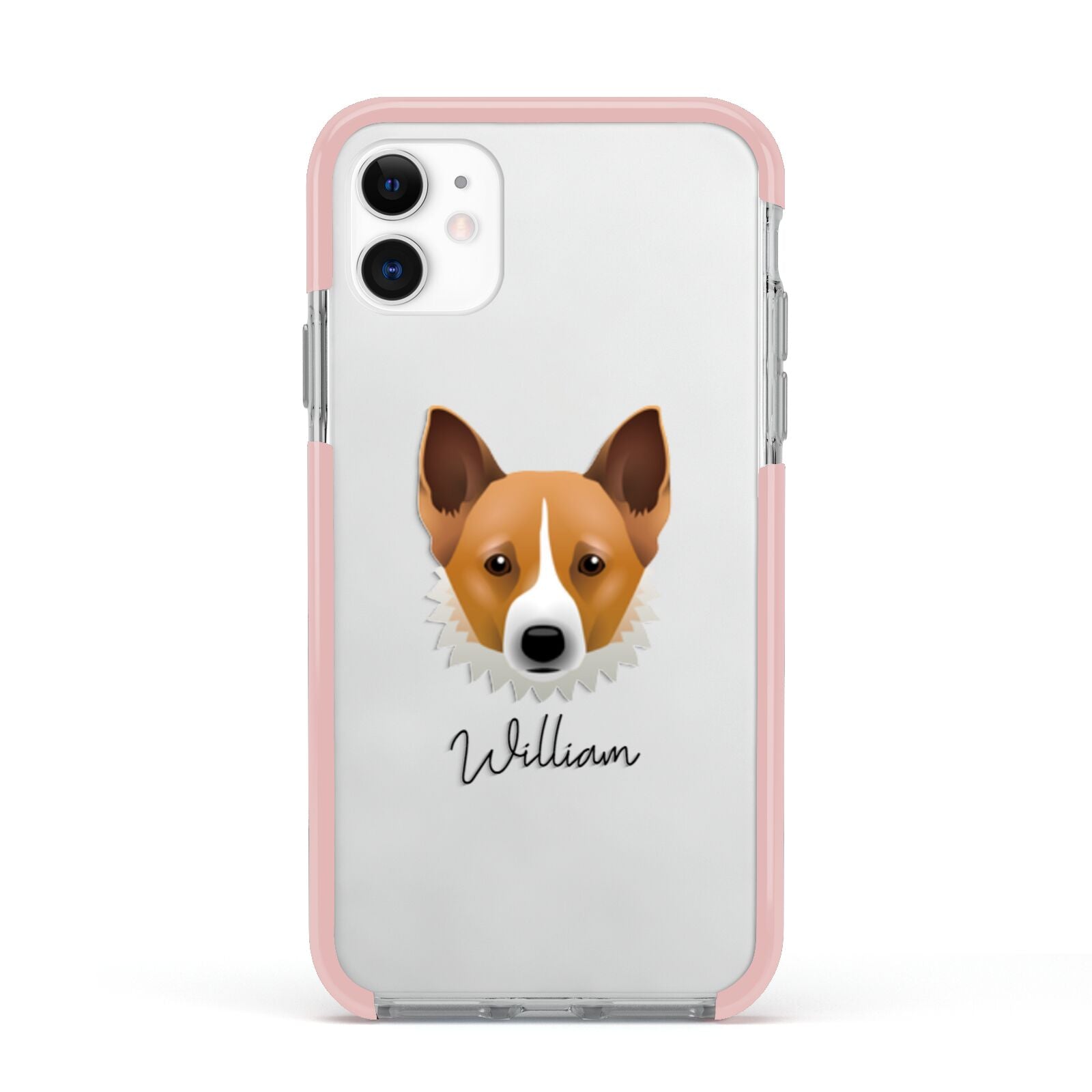 Canaan Dog Personalised Apple iPhone 11 in White with Pink Impact Case