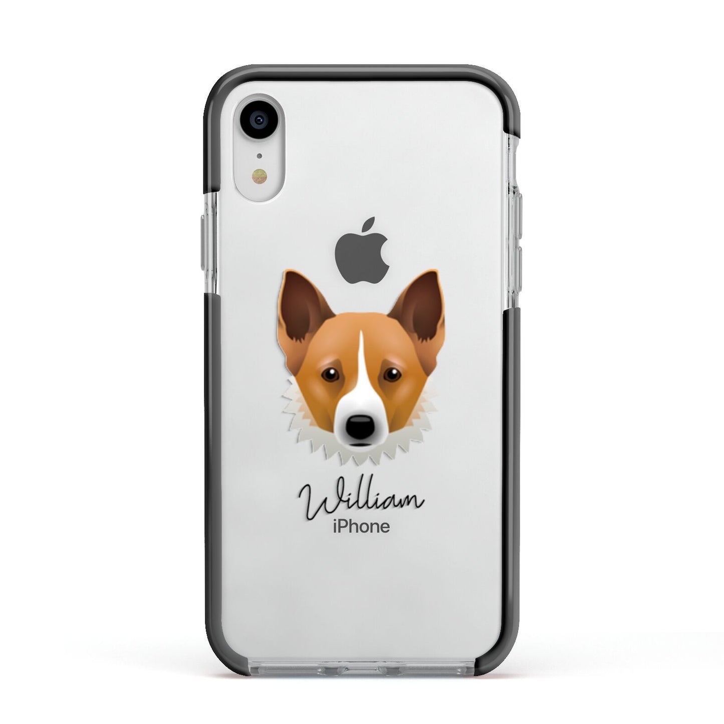 Canaan Dog Personalised Apple iPhone XR Impact Case Black Edge on Silver Phone