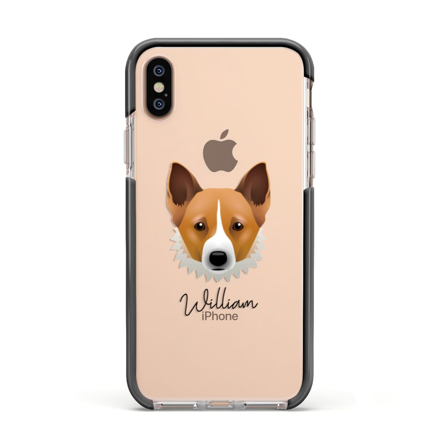 Canaan Dog Personalised Apple iPhone Xs Impact Case Black Edge on Gold Phone