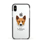 Canaan Dog Personalised Apple iPhone Xs Impact Case Black Edge on Silver Phone