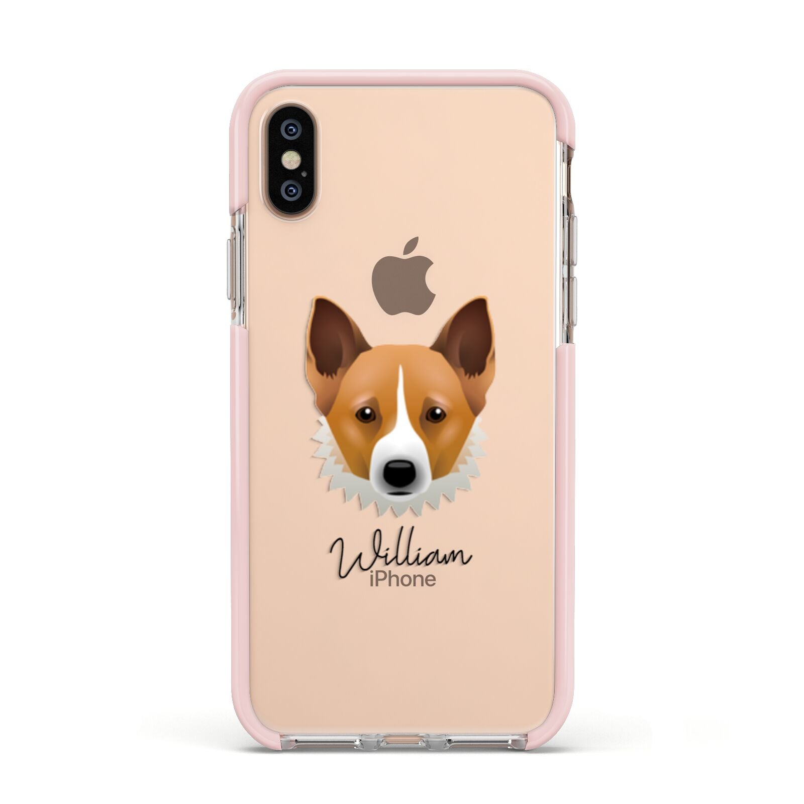 Canaan Dog Personalised Apple iPhone Xs Impact Case Pink Edge on Gold Phone