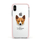 Canaan Dog Personalised Apple iPhone Xs Impact Case Pink Edge on Silver Phone