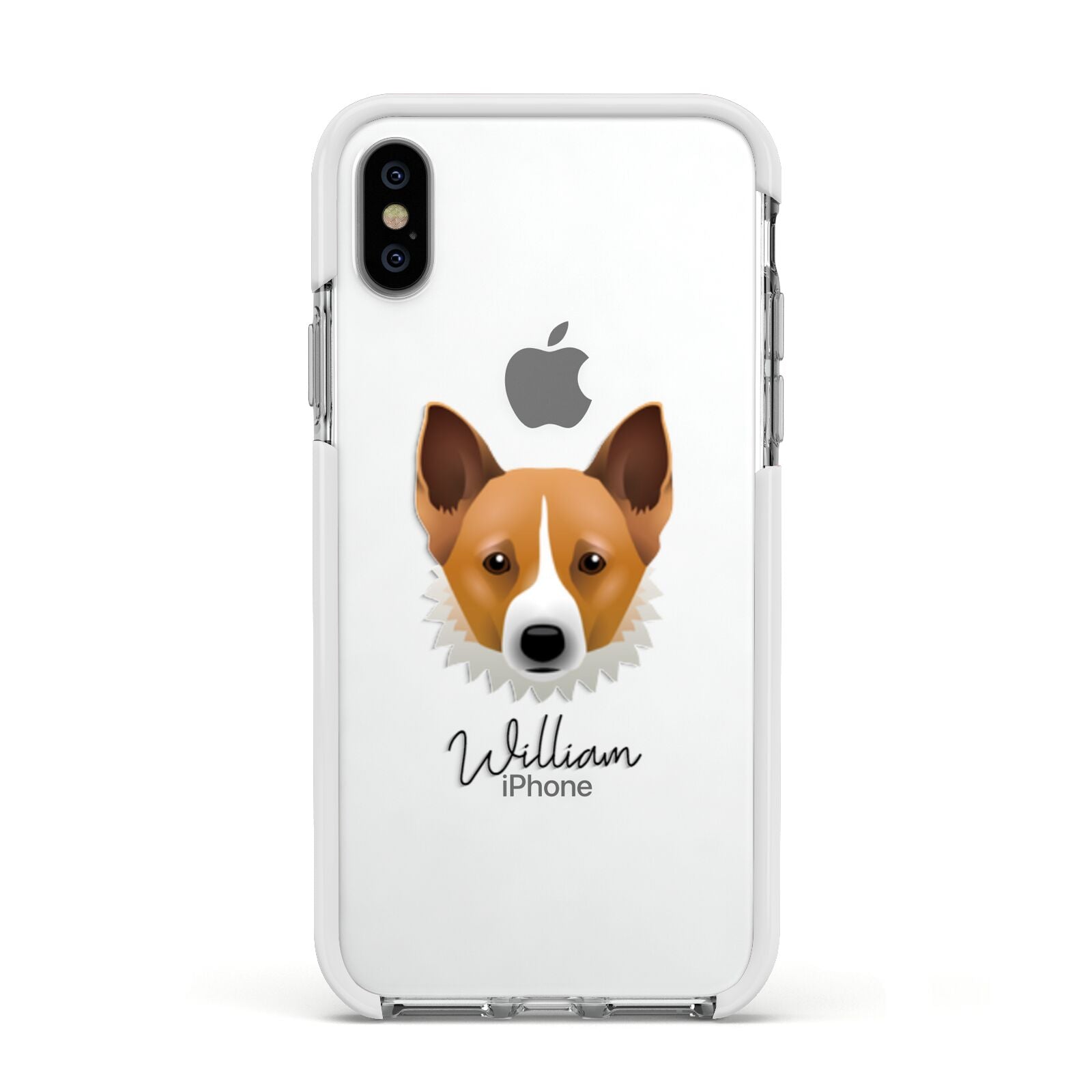 Canaan Dog Personalised Apple iPhone Xs Impact Case White Edge on Silver Phone