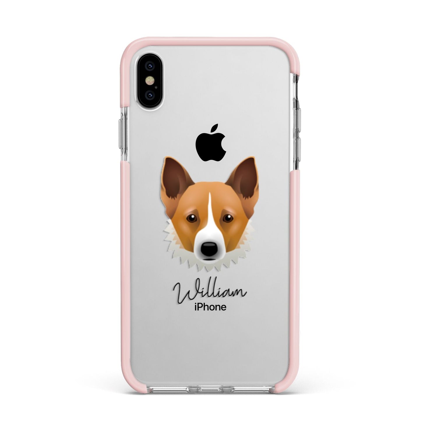 Canaan Dog Personalised Apple iPhone Xs Max Impact Case Pink Edge on Silver Phone
