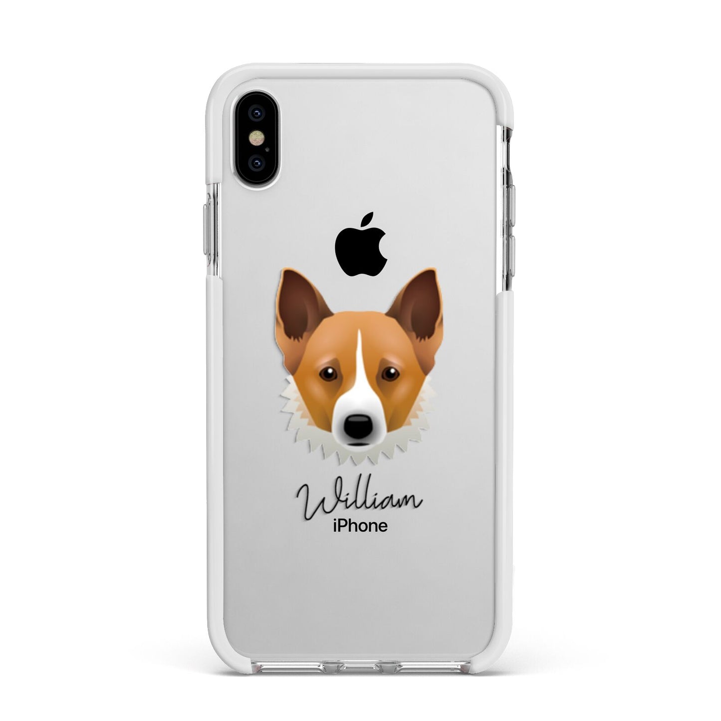 Canaan Dog Personalised Apple iPhone Xs Max Impact Case White Edge on Silver Phone