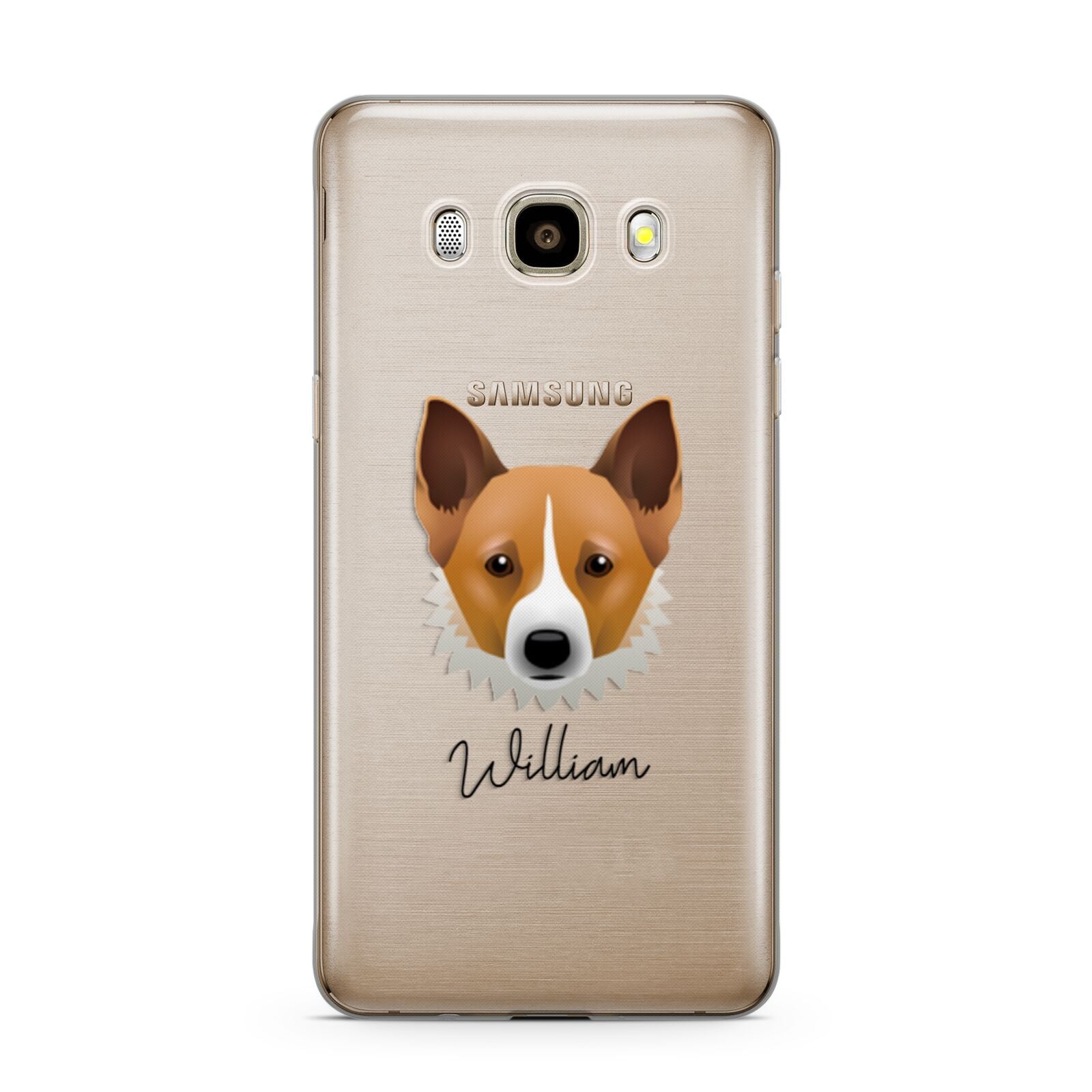 Canaan Dog Personalised Samsung Galaxy J7 2016 Case on gold phone