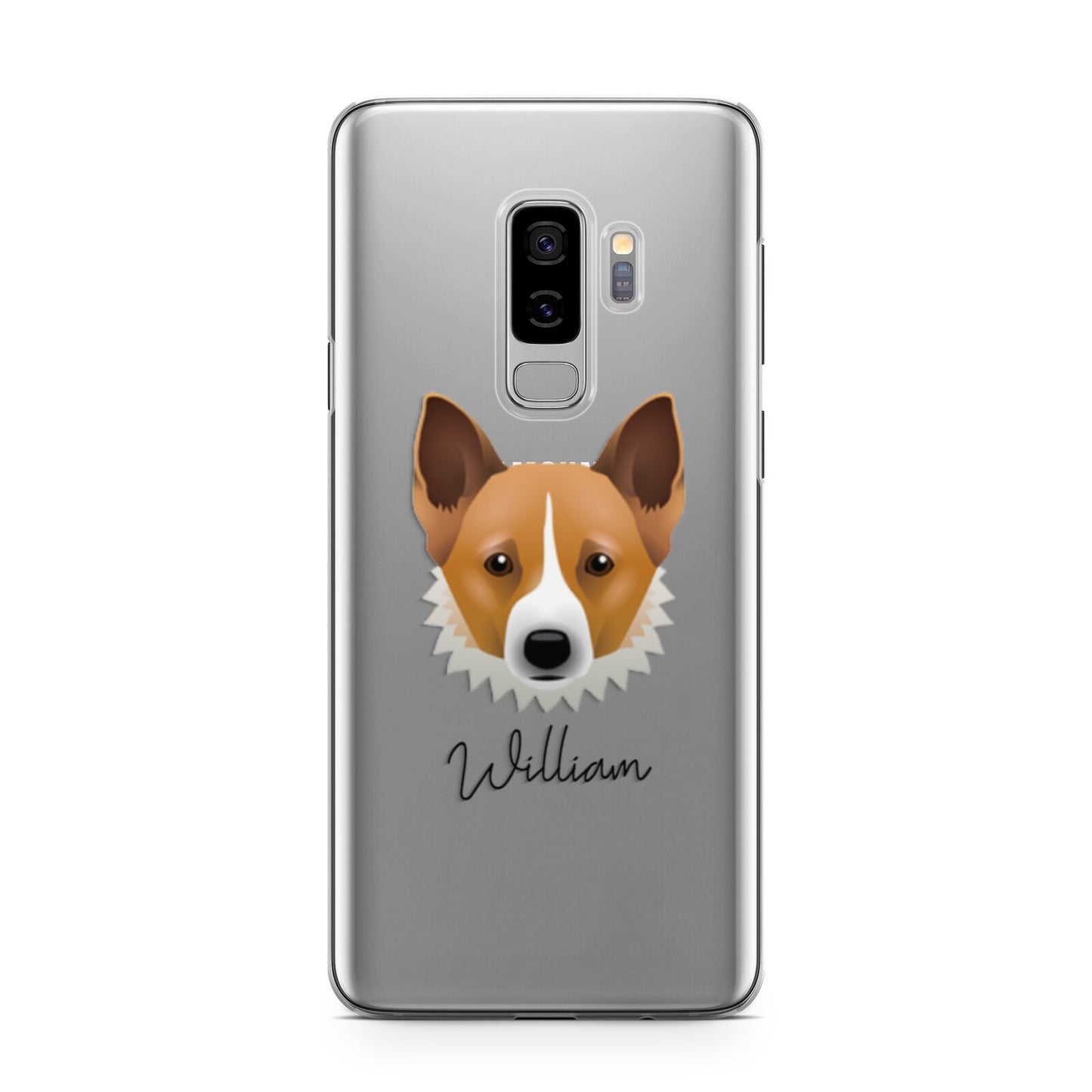 Canaan Dog Personalised Samsung Galaxy S9 Plus Case on Silver phone