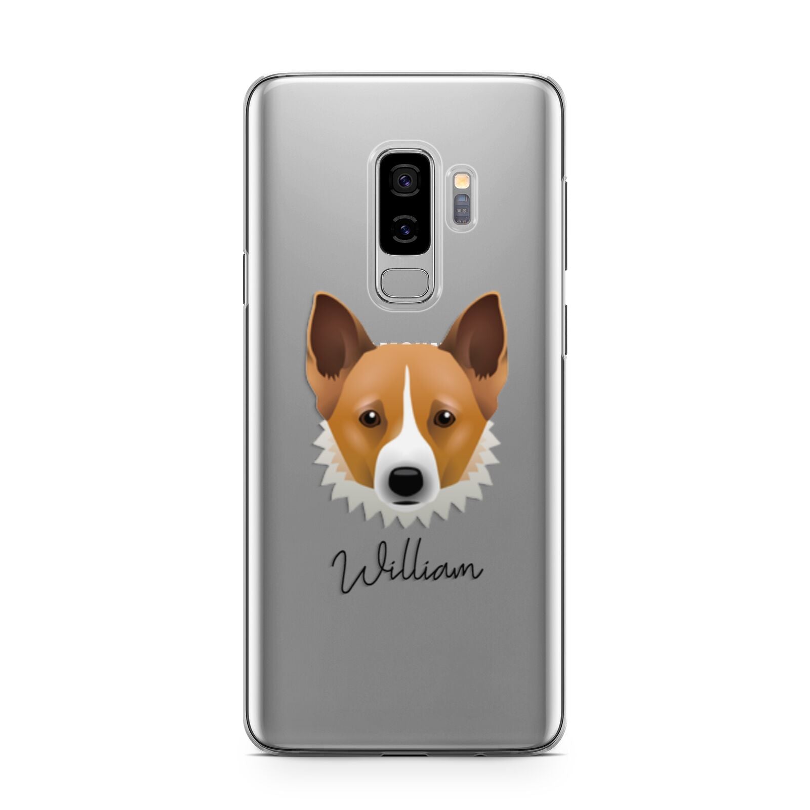 Canaan Dog Personalised Samsung Galaxy S9 Plus Case on Silver phone