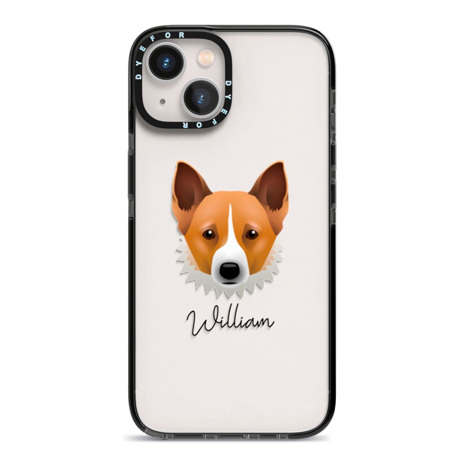 Canaan Dog Personalised iPhone 13 Black Impact Case on Silver phone