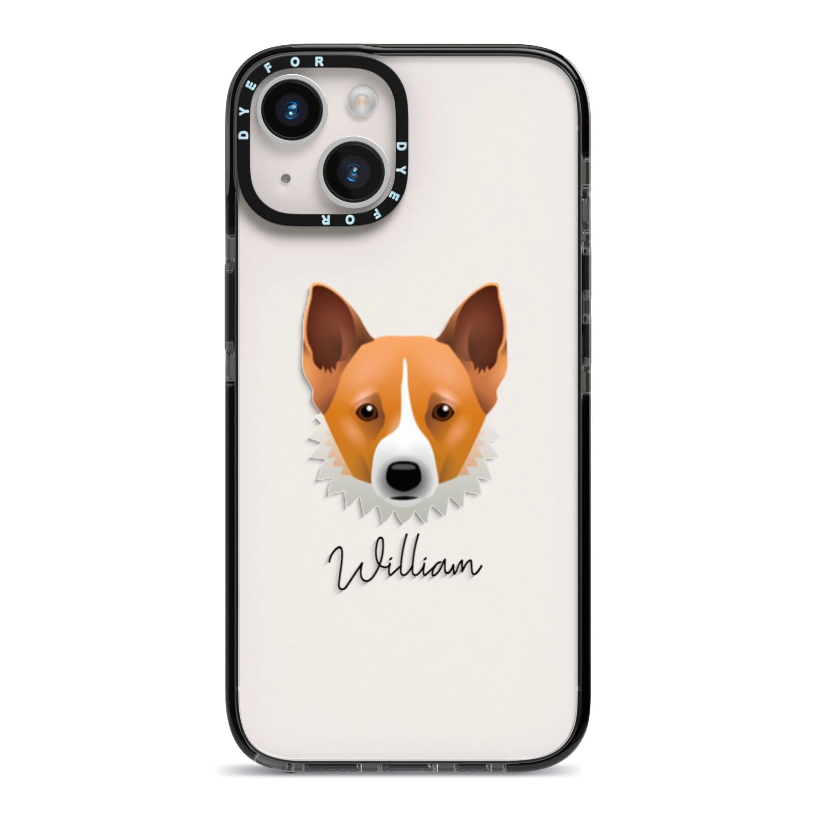 Canaan Dog Personalised iPhone 14 Black Impact Case on Silver phone