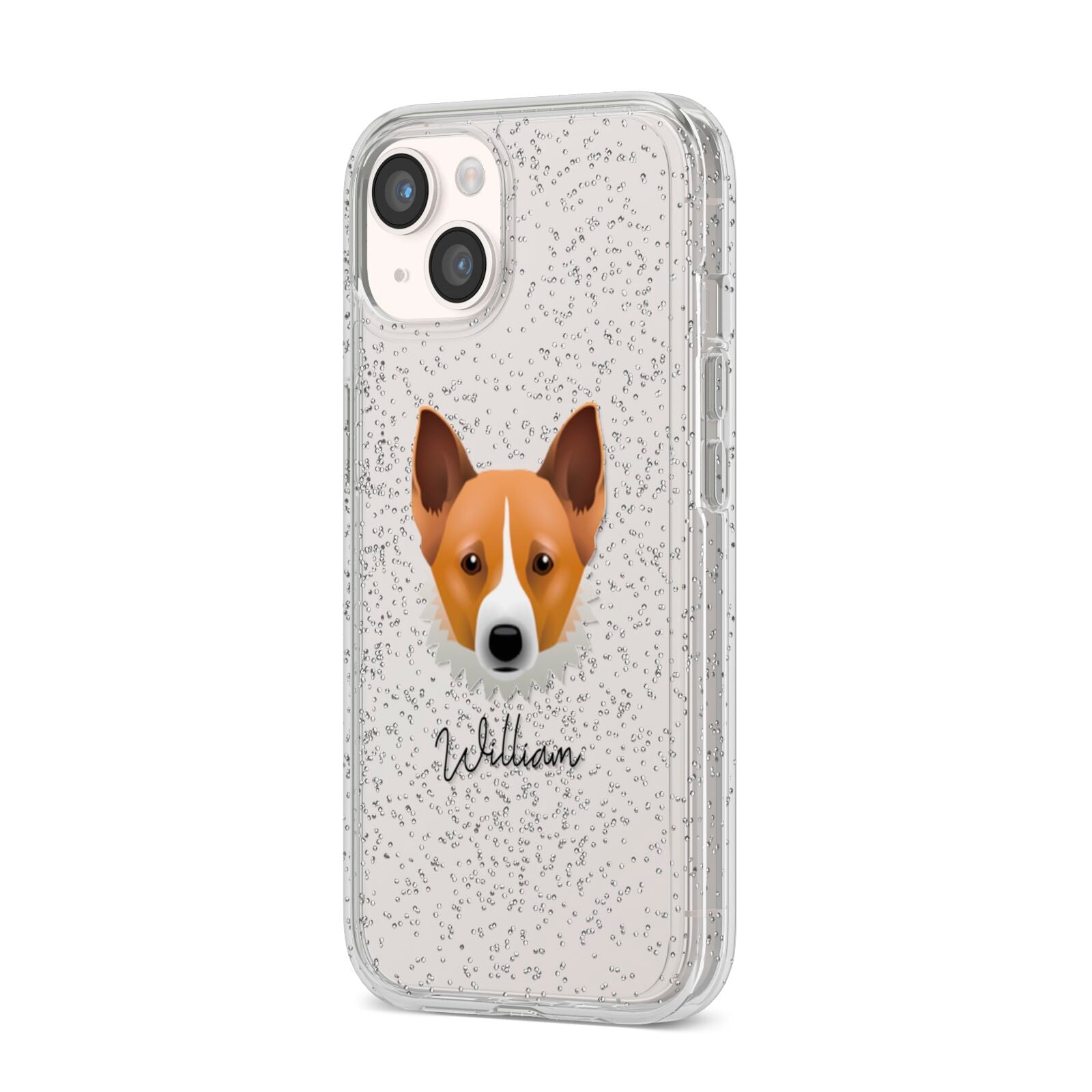 Canaan Dog Personalised iPhone 14 Glitter Tough Case Starlight Angled Image