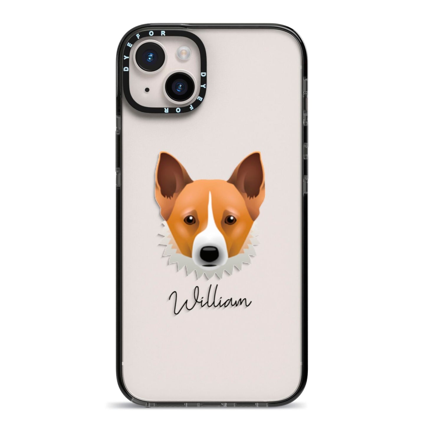 Canaan Dog Personalised iPhone 14 Plus Black Impact Case on Silver phone