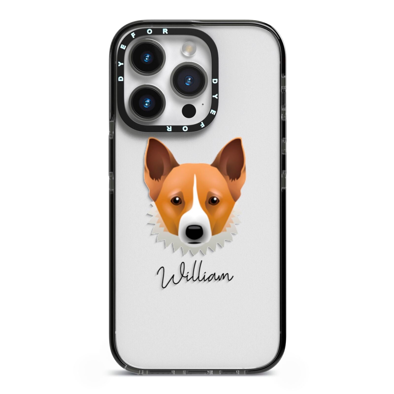 Canaan Dog Personalised iPhone 14 Pro Black Impact Case on Silver phone