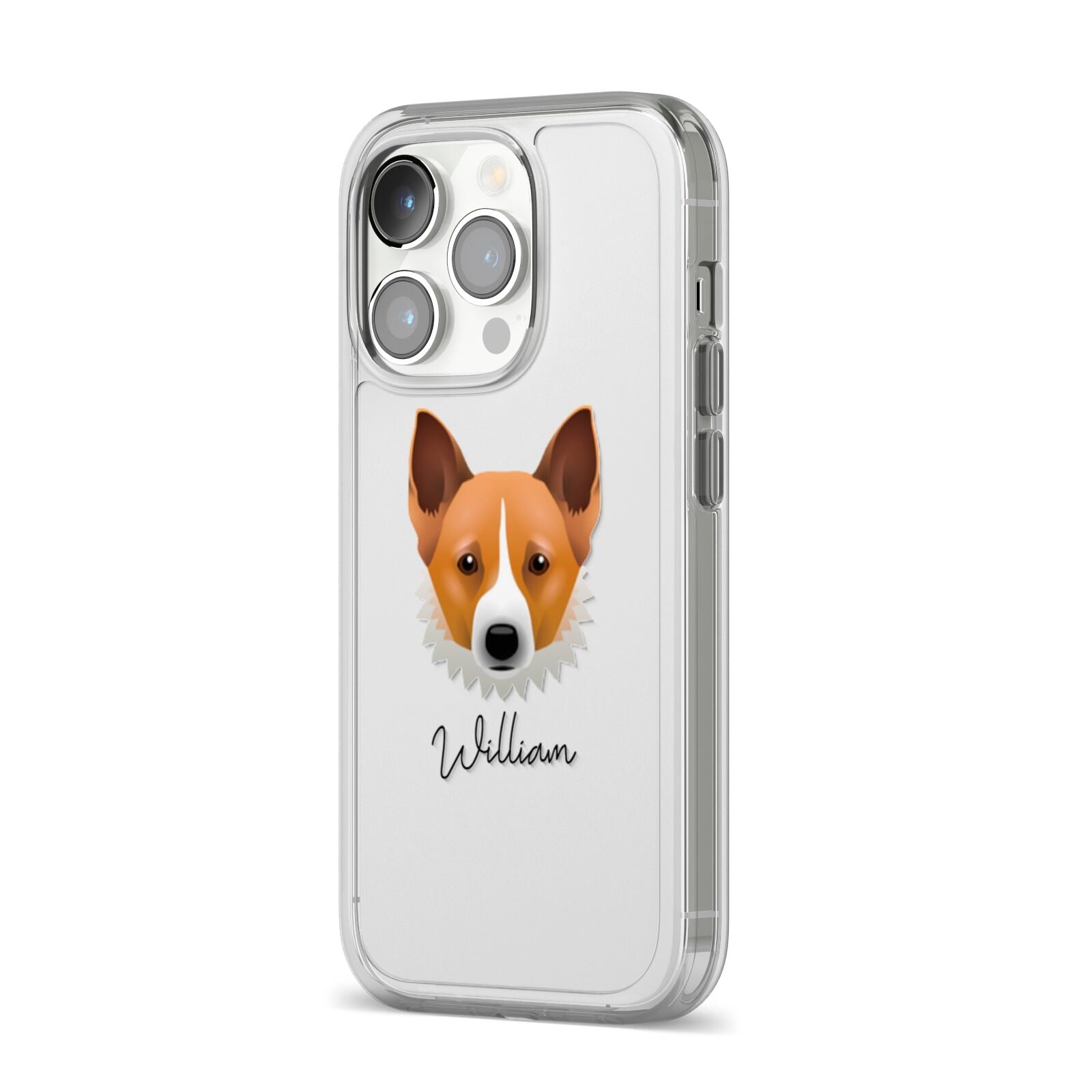 Canaan Dog Personalised iPhone 14 Pro Clear Tough Case Silver Angled Image