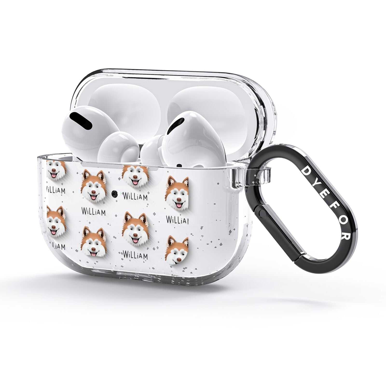 Canadian Eskimo Dog Icon with Name AirPods Glitter Case 3rd Gen Side Image