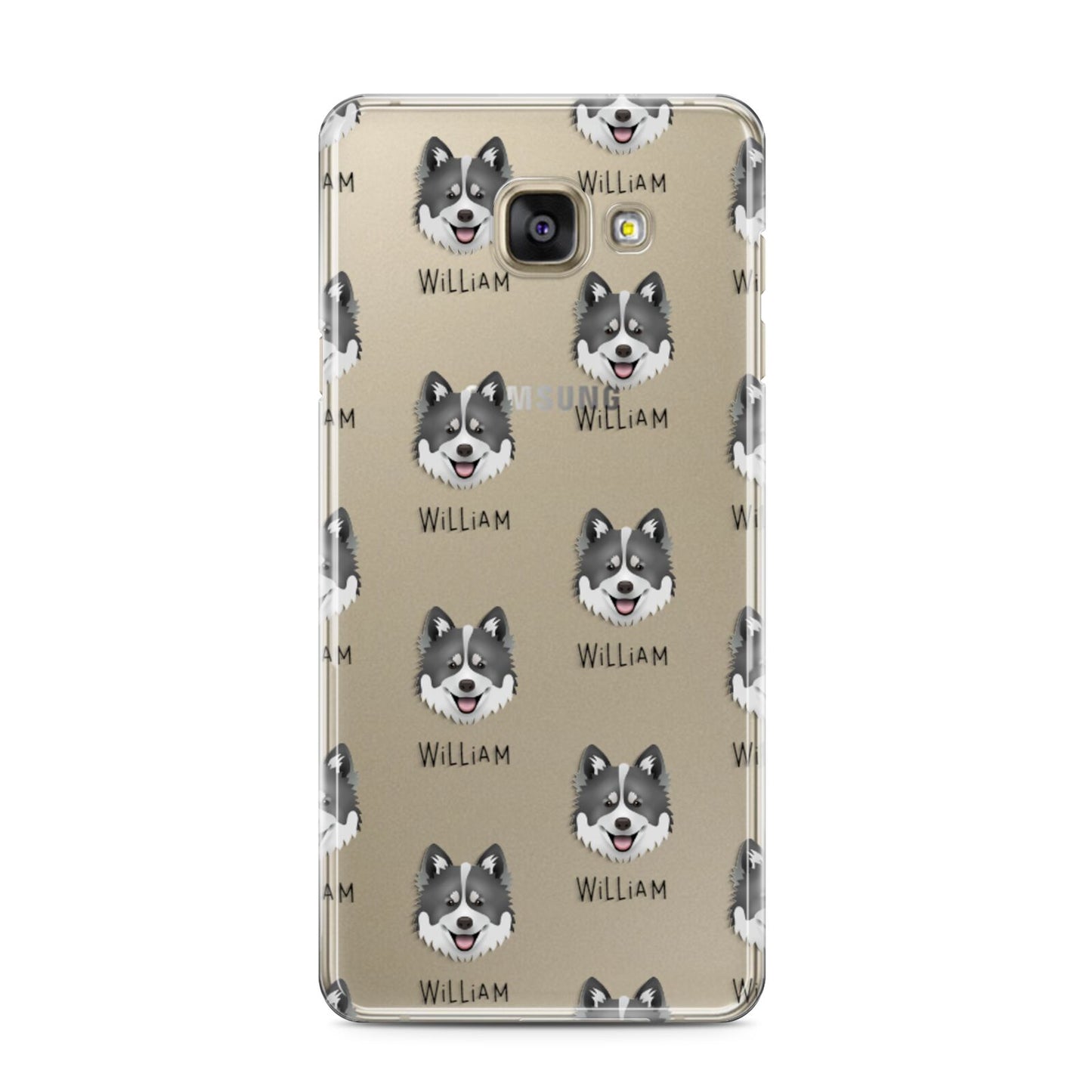 Canadian Eskimo Dog Icon with Name Samsung Galaxy A3 2016 Case on gold phone