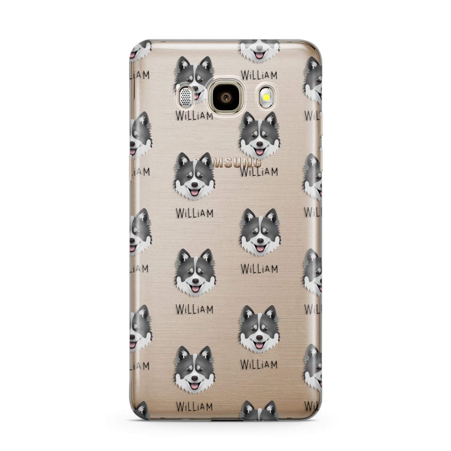 Canadian Eskimo Dog Icon with Name Samsung Galaxy J7 2016 Case on gold phone