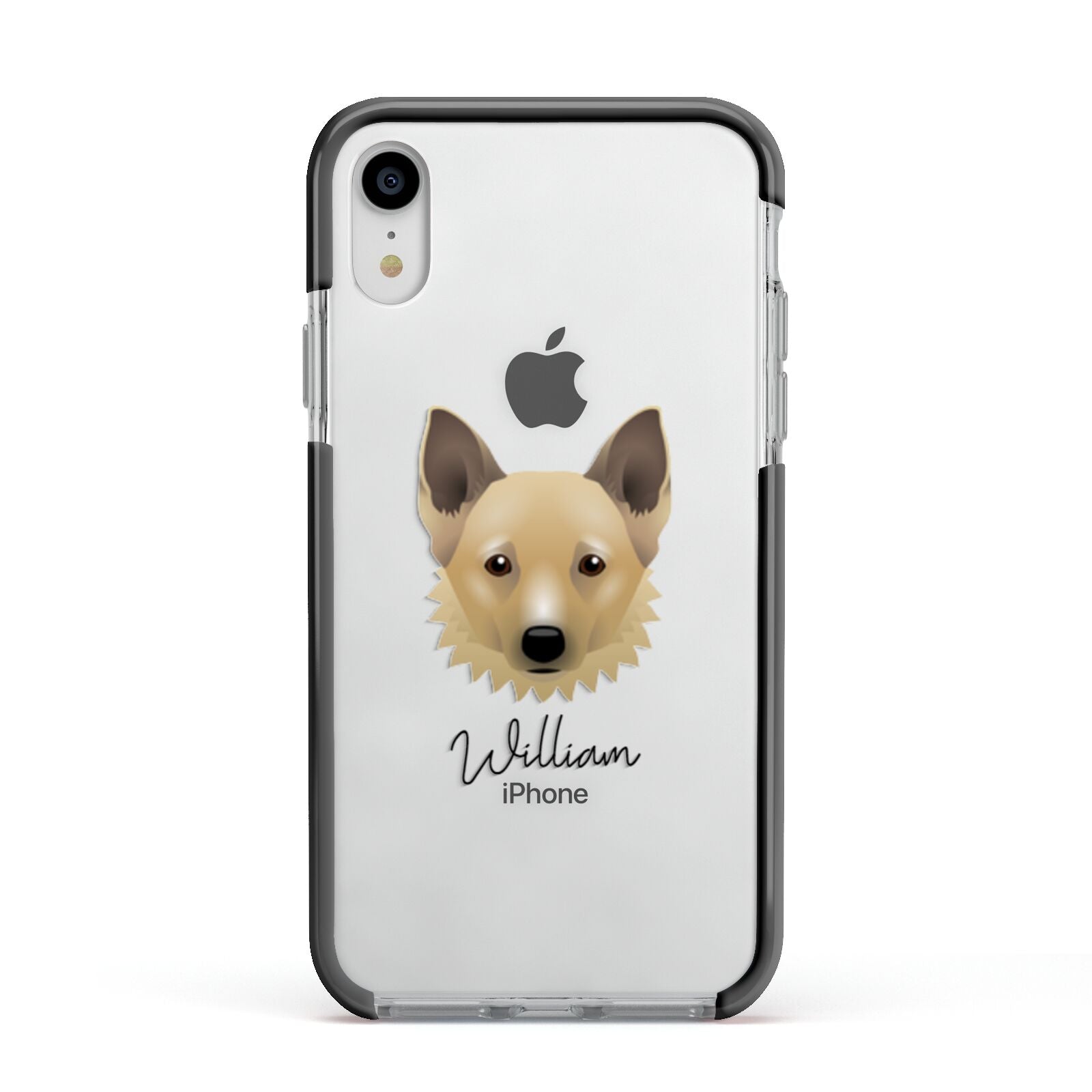 Canadian Eskimo Dog Personalised Apple iPhone XR Impact Case Black Edge on Silver Phone