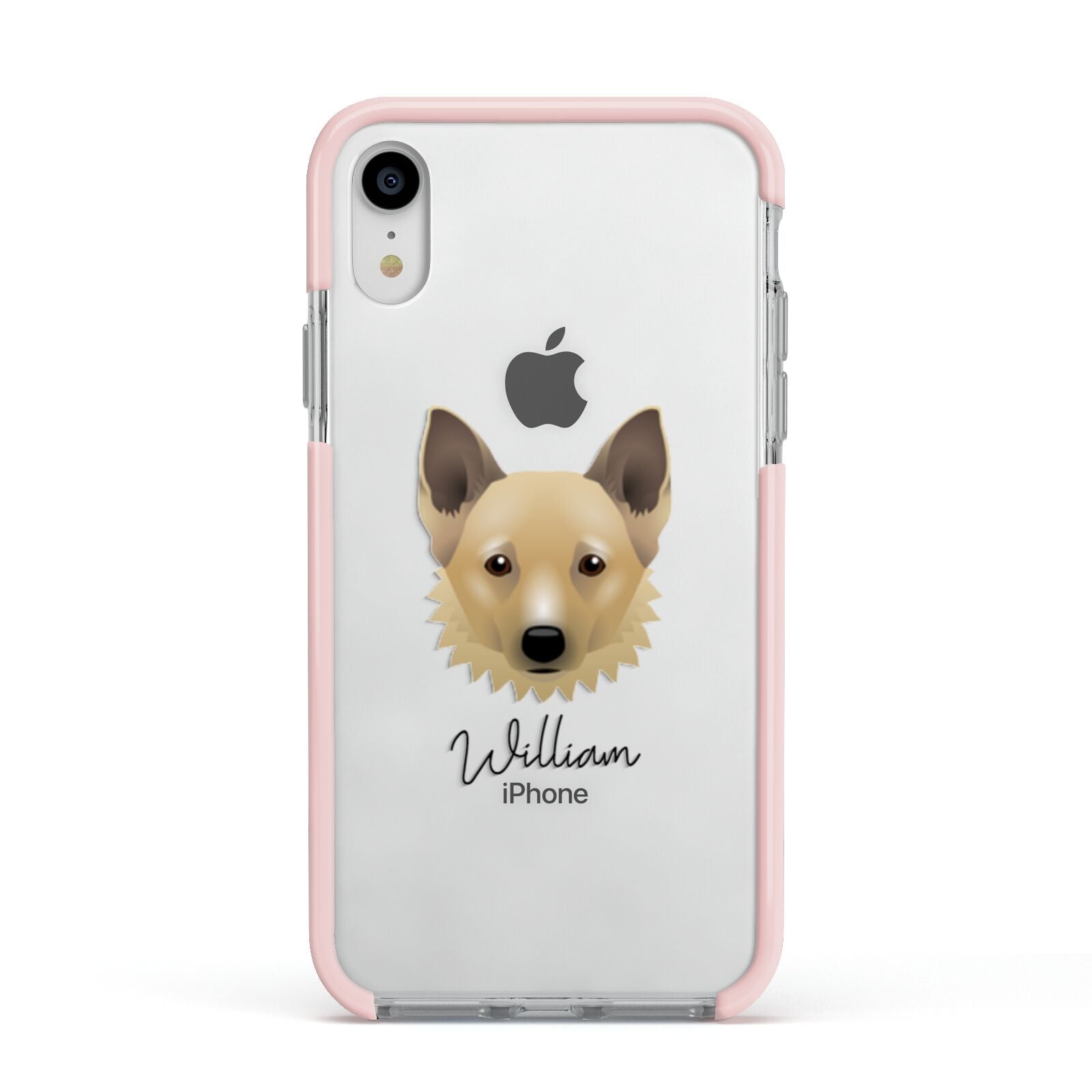 Canadian Eskimo Dog Personalised Apple iPhone XR Impact Case Pink Edge on Silver Phone